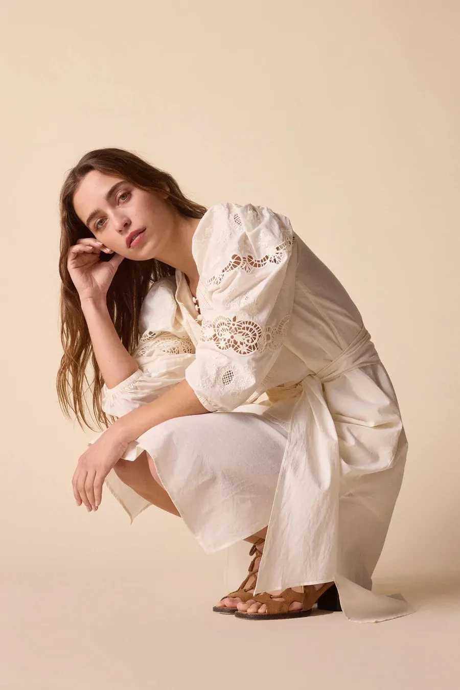 Tippi Shirt Dress in Porcelain sold by Beau & Ro product image thumbnail 3