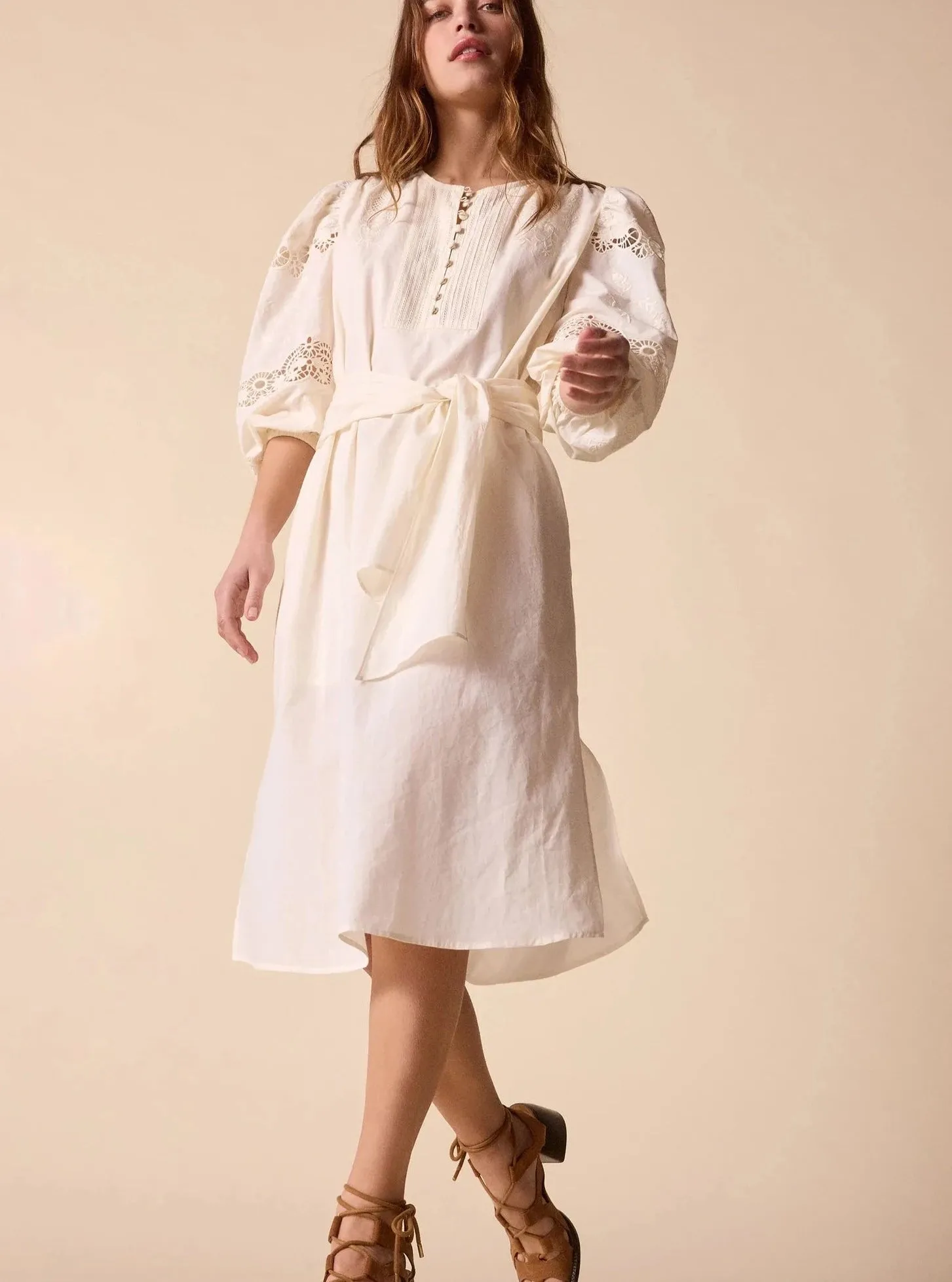 Tippi Shirt Dress in Porcelain sold by Beau & Ro