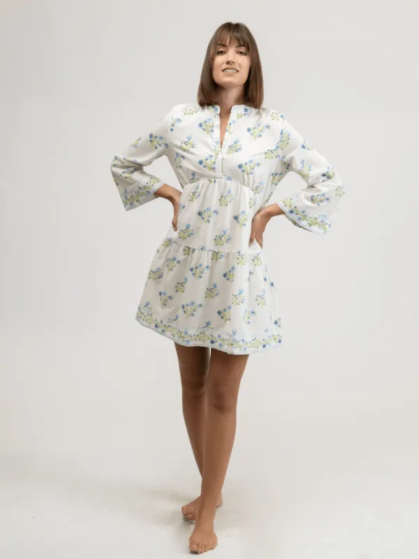 The Claire Mini Dress | Blue Floral sold by Beau & Ro