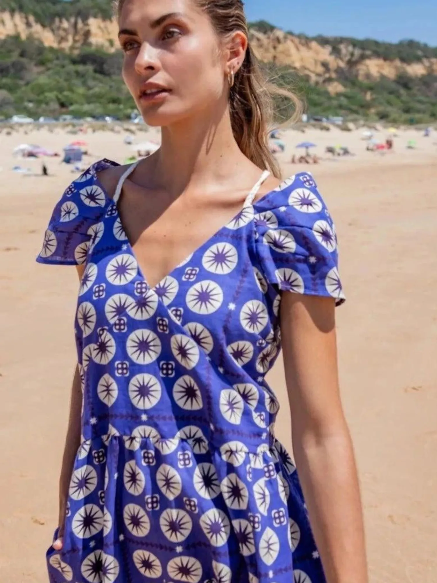 Erica Drop Dress in Navy Sun sold by Beau & Ro