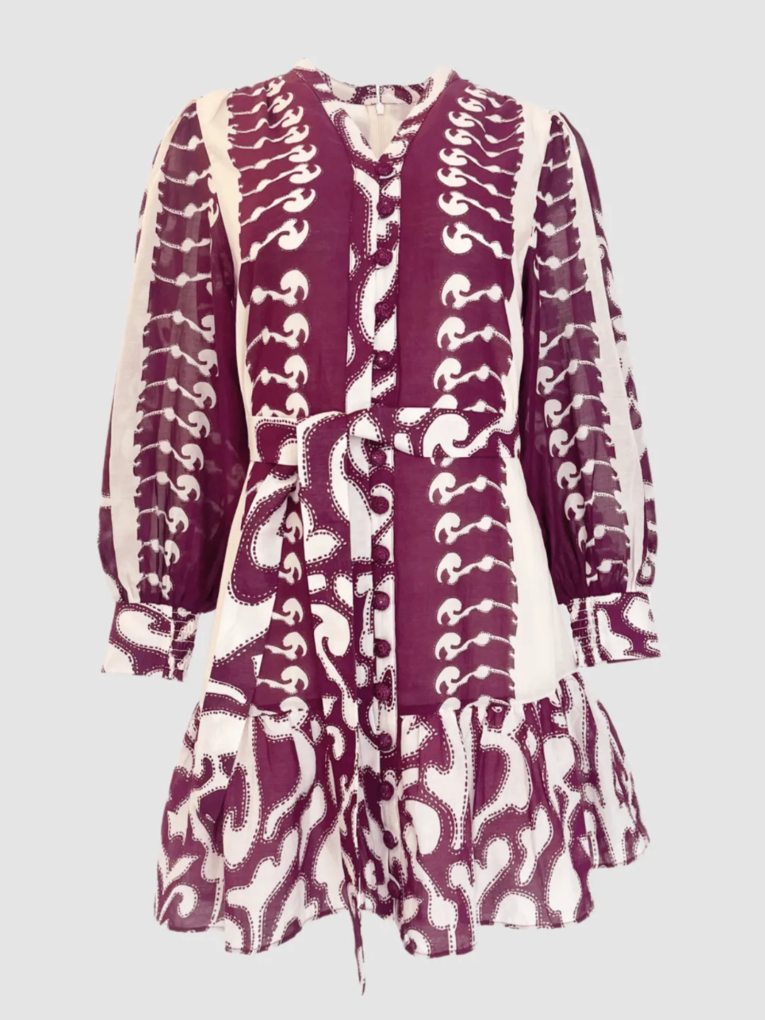 Zoe Dress in Plum / White Motif sold by Beau & Ro