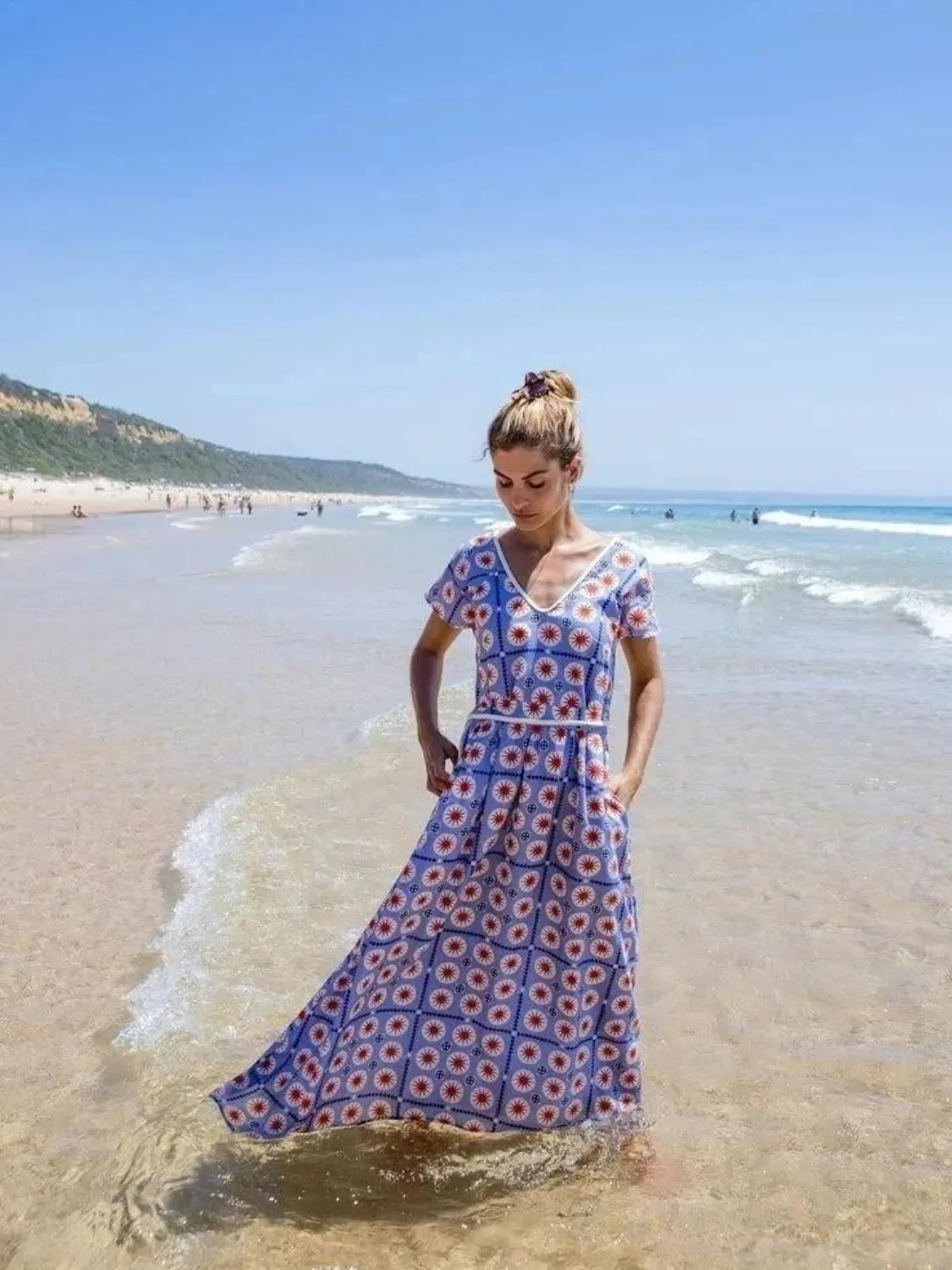 Livna Drop Dress in Poppy Sun sold by Beau & Ro