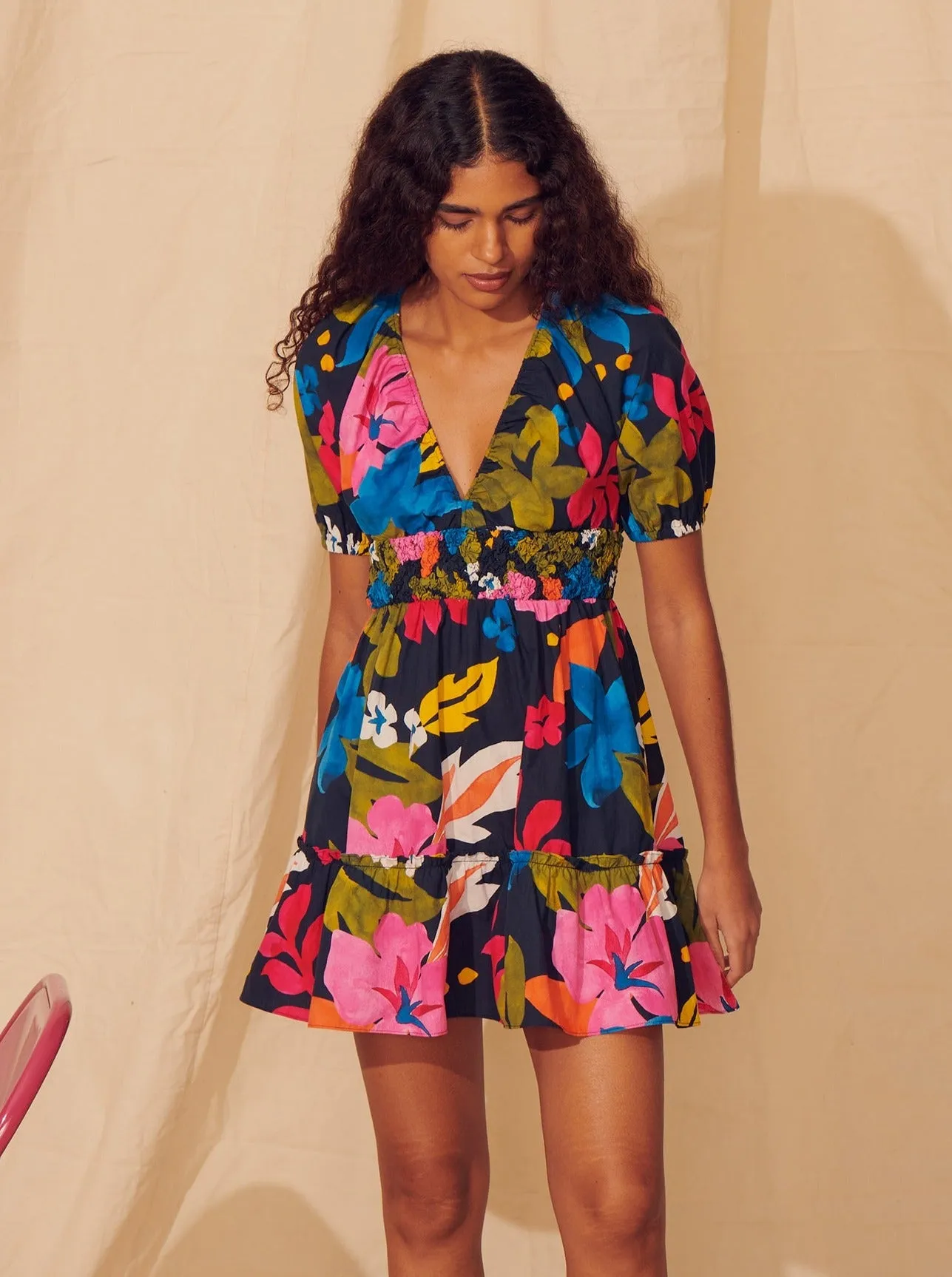 Gracey Hawaiian Hibiscus Print Mini Dress sold by Beau & Ro