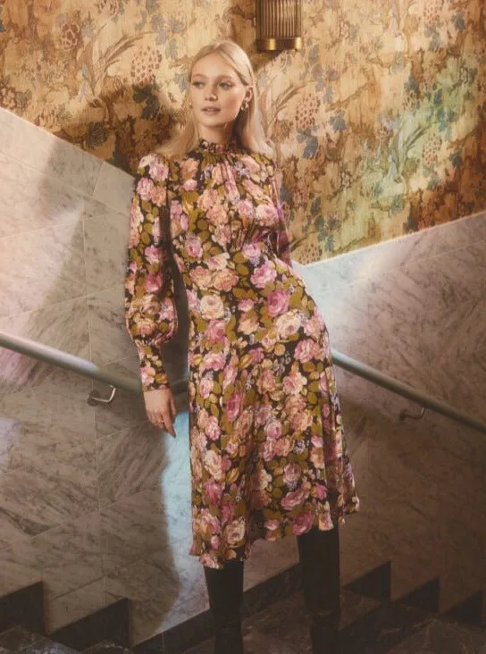 Autumn Midi Dress in Autumn Flowers sold by Beau & Ro