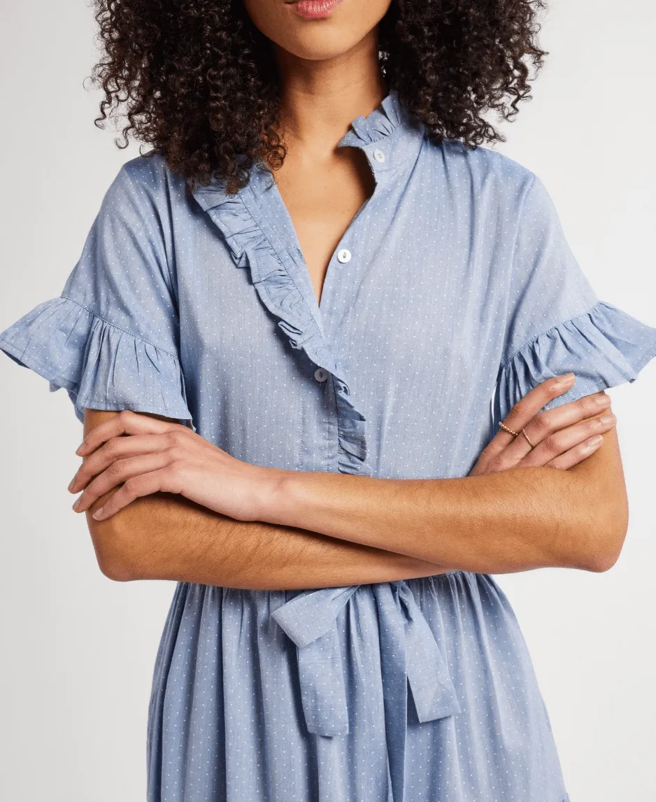 Victoria Dress in Chambray Polka Dot sold by Beau & Ro product image thumbnail 3