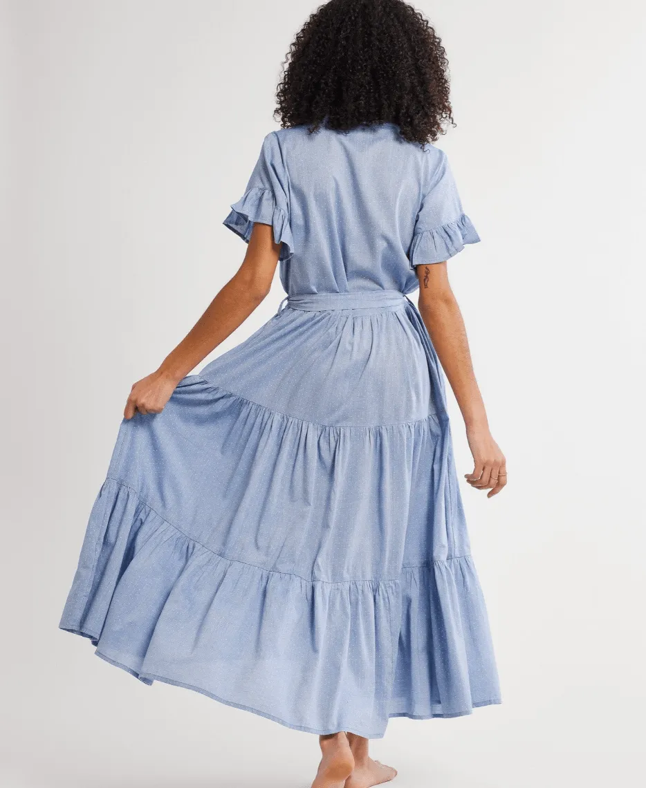 Victoria Dress in Chambray Polka Dot sold by Beau & Ro product image thumbnail 4