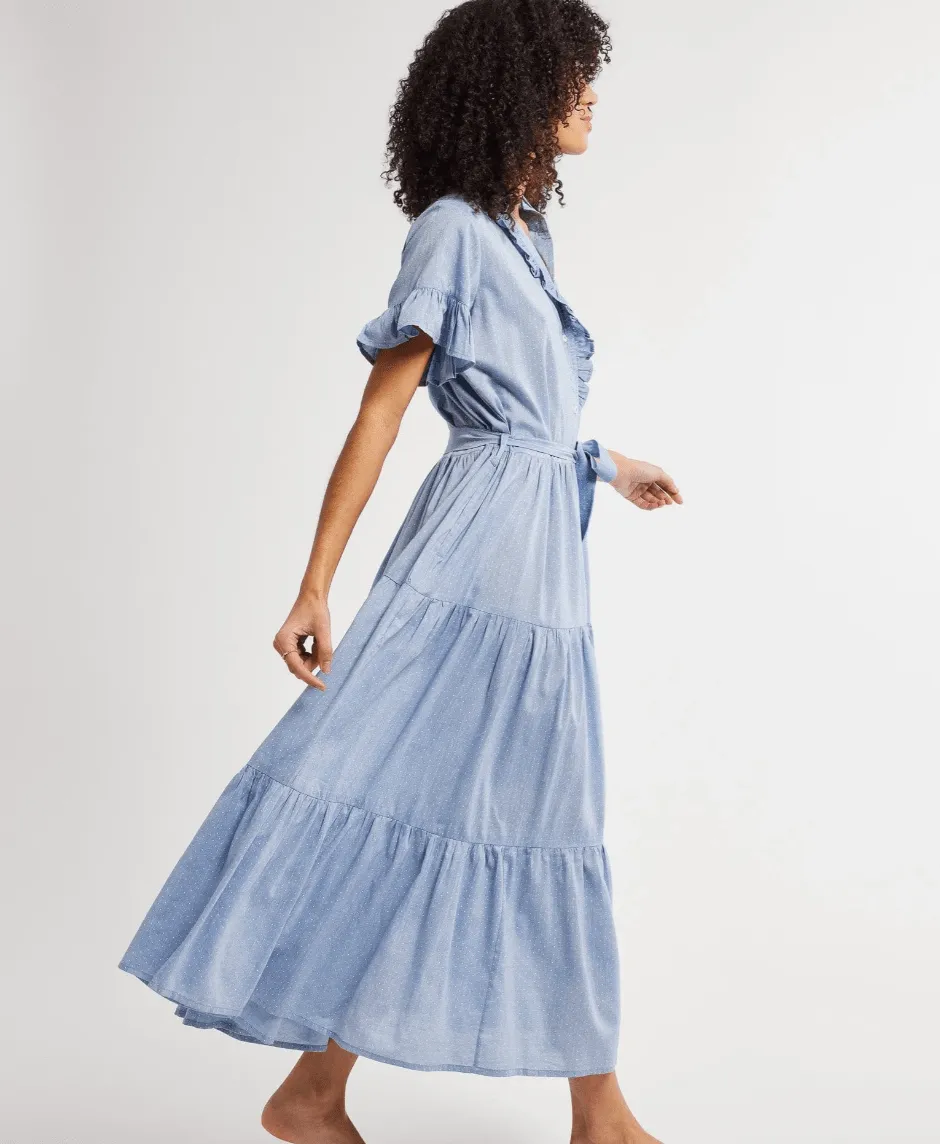 Victoria Dress in Chambray Polka Dot sold by Beau & Ro product image thumbnail 5