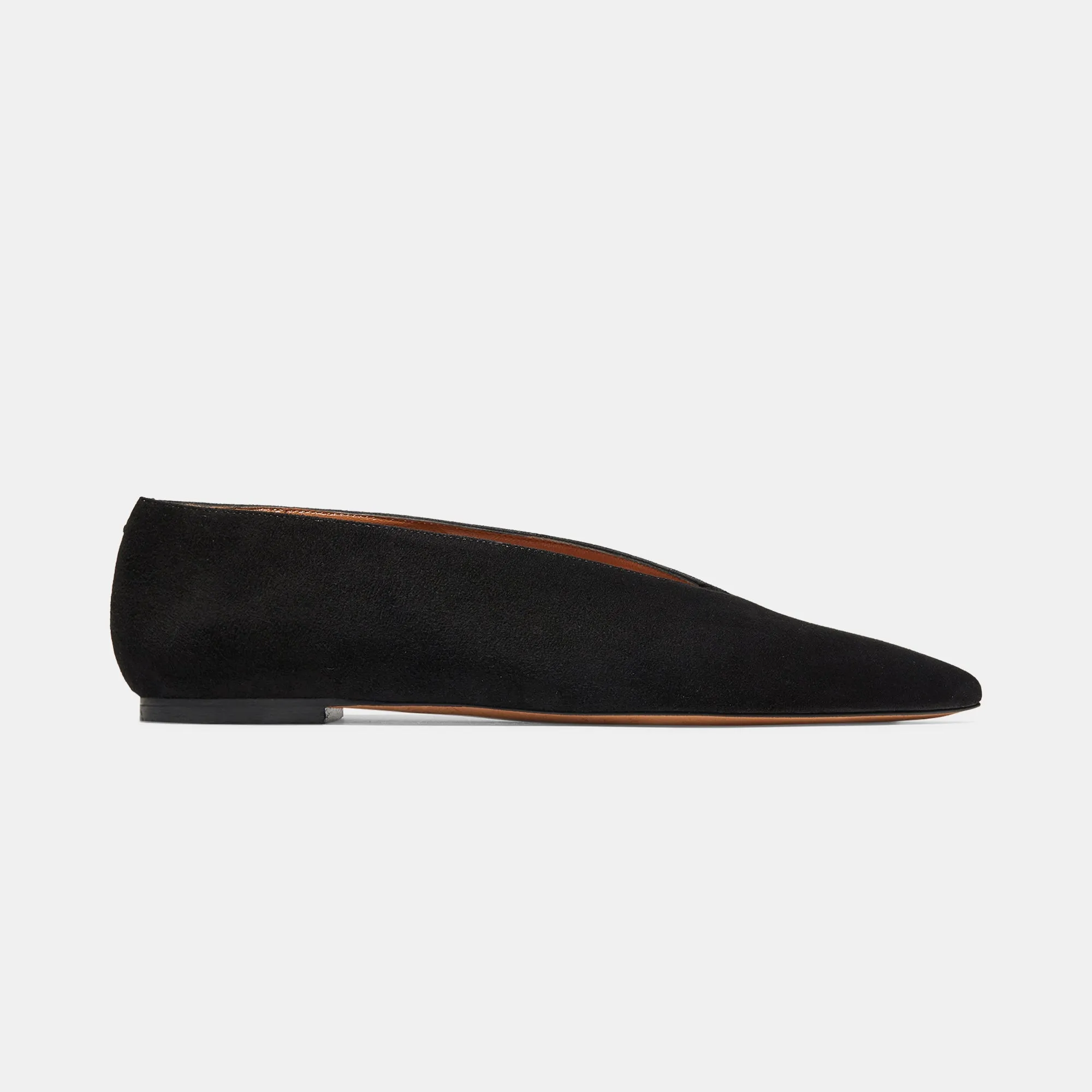 Pointy Flat in Black Suede sold by Emme Parsons