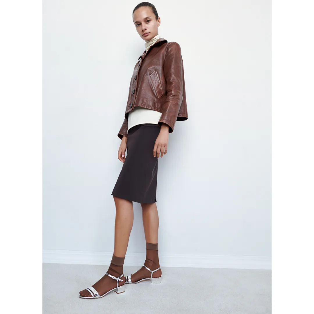 Simple Block Heel in Mirrored Silver Metallic — FINAL SALE sold by Emme Parsons product image thumbnail 2