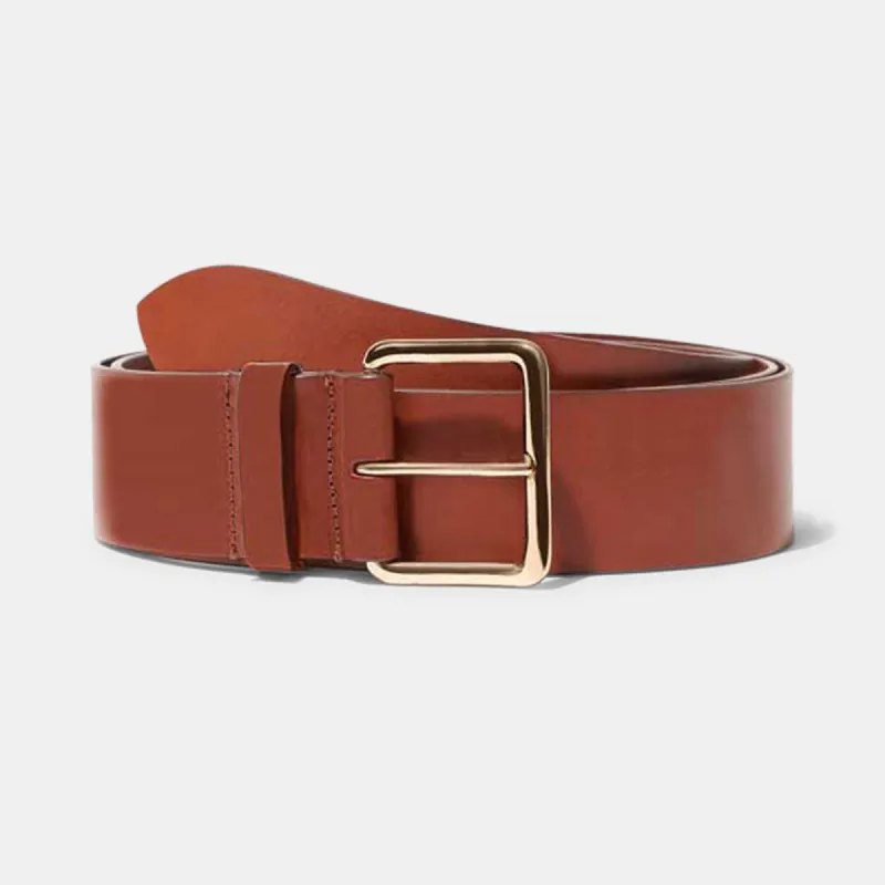 Largo Belt in Chestnut with Gold Buckle — Exclusive sold by Emme Parsons