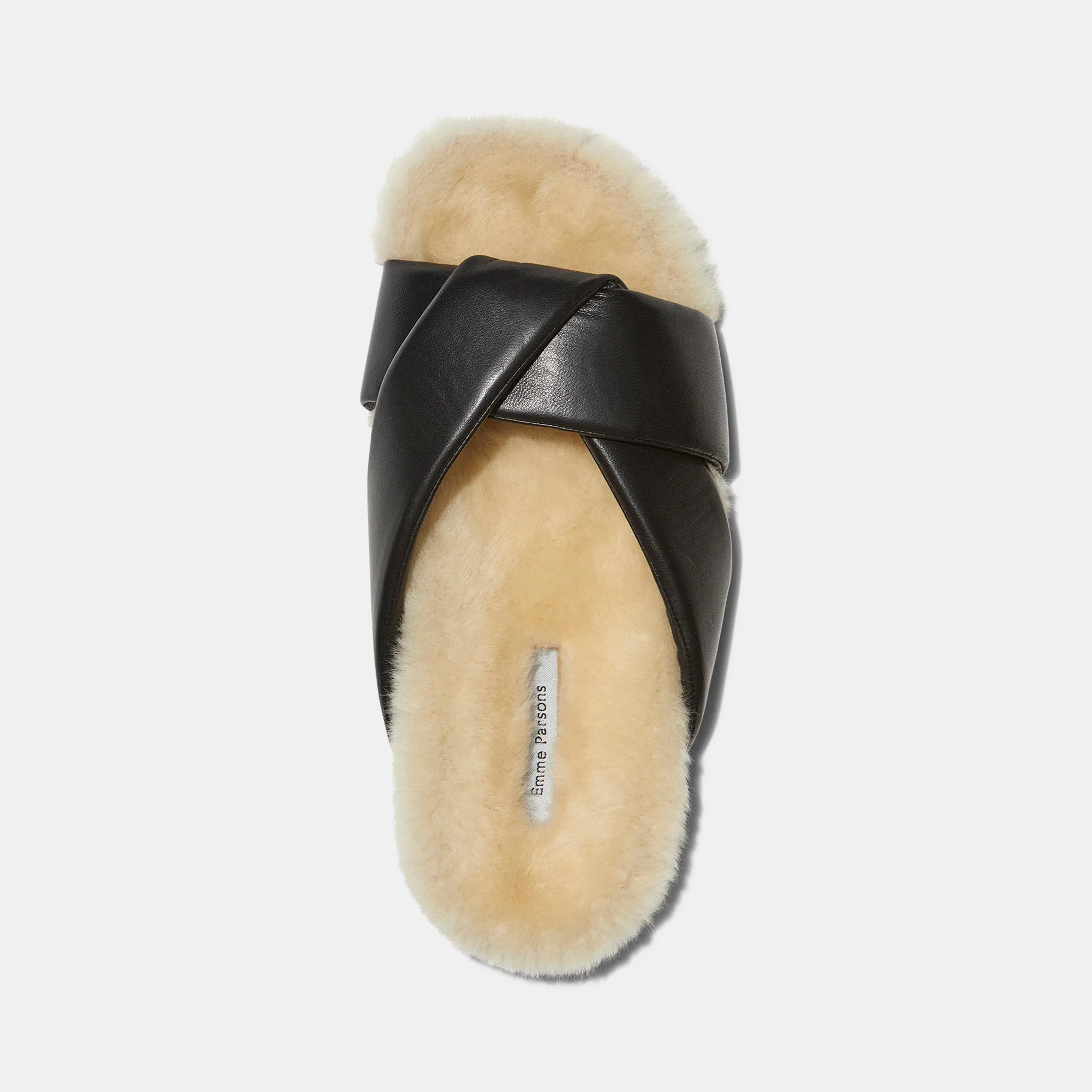 Folded Slide in Black Nappa and Shearling — Final Sale sold by Emme Parsons product image thumbnail 2
