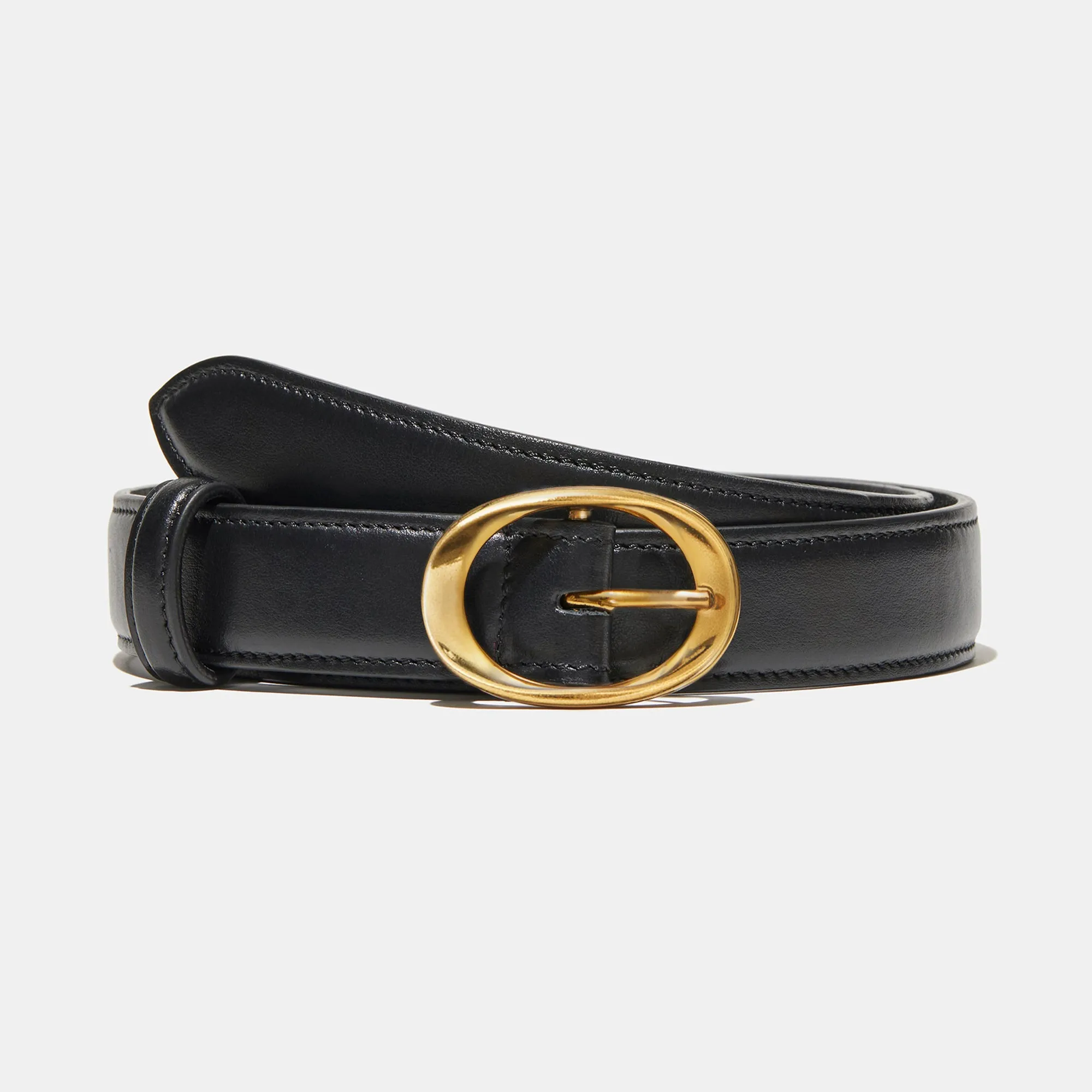 Miravalle Belt in Black with Gold Buckle — Exclusive sold by Emme Parsons