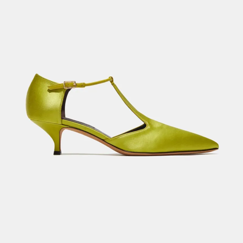 Leandra in Pistachio Satin – ARCHIVE SAMPLE sold by Emme Parsons