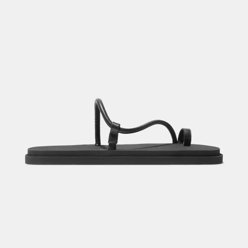 Bari Pool Slide in Black Nappa and Rubber sold by Emme Parsons