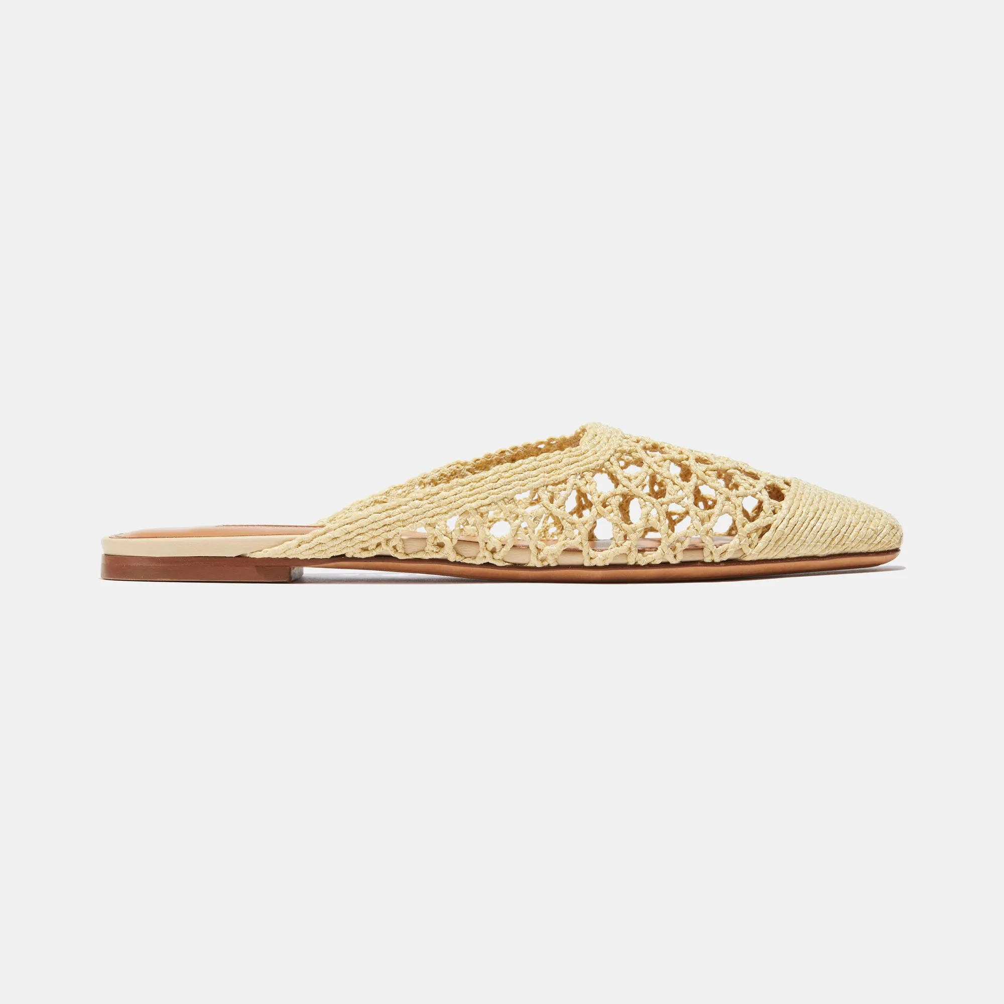 Flat Mule in Natural Raffia sold by Emme Parsons