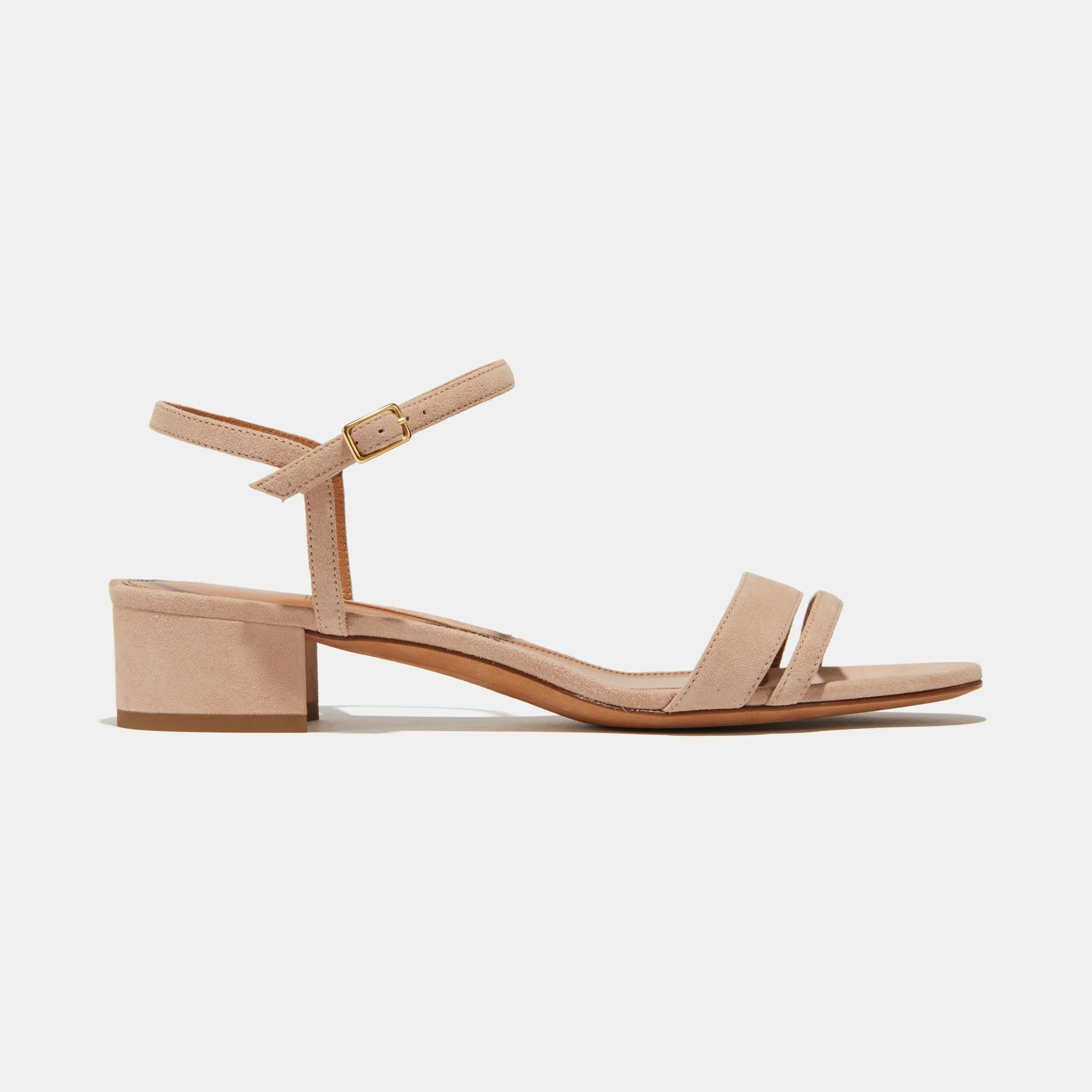 Simple Block Heel in Light Pink Suede sold by Emme Parsons