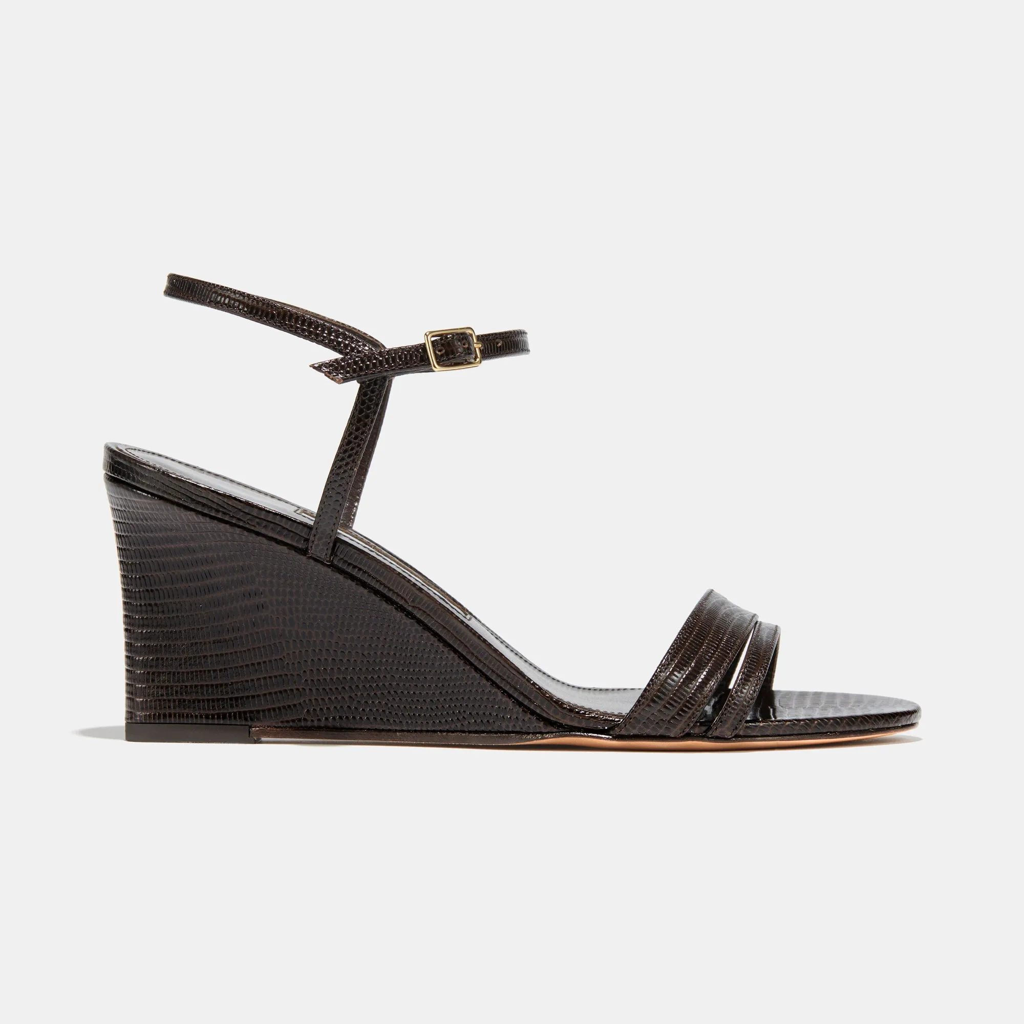 Simple Wedge in Espresso Lizard sold by Emme Parsons