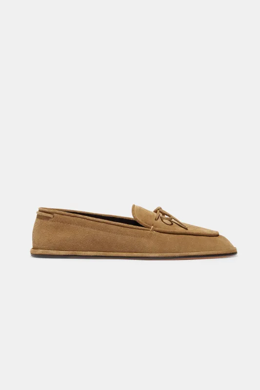 Parker Moccasin in Taupe Suede sold by Emme Parsons