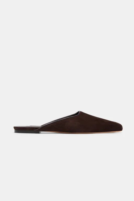Flat Mule in Espresso Suede sold by Emme Parsons