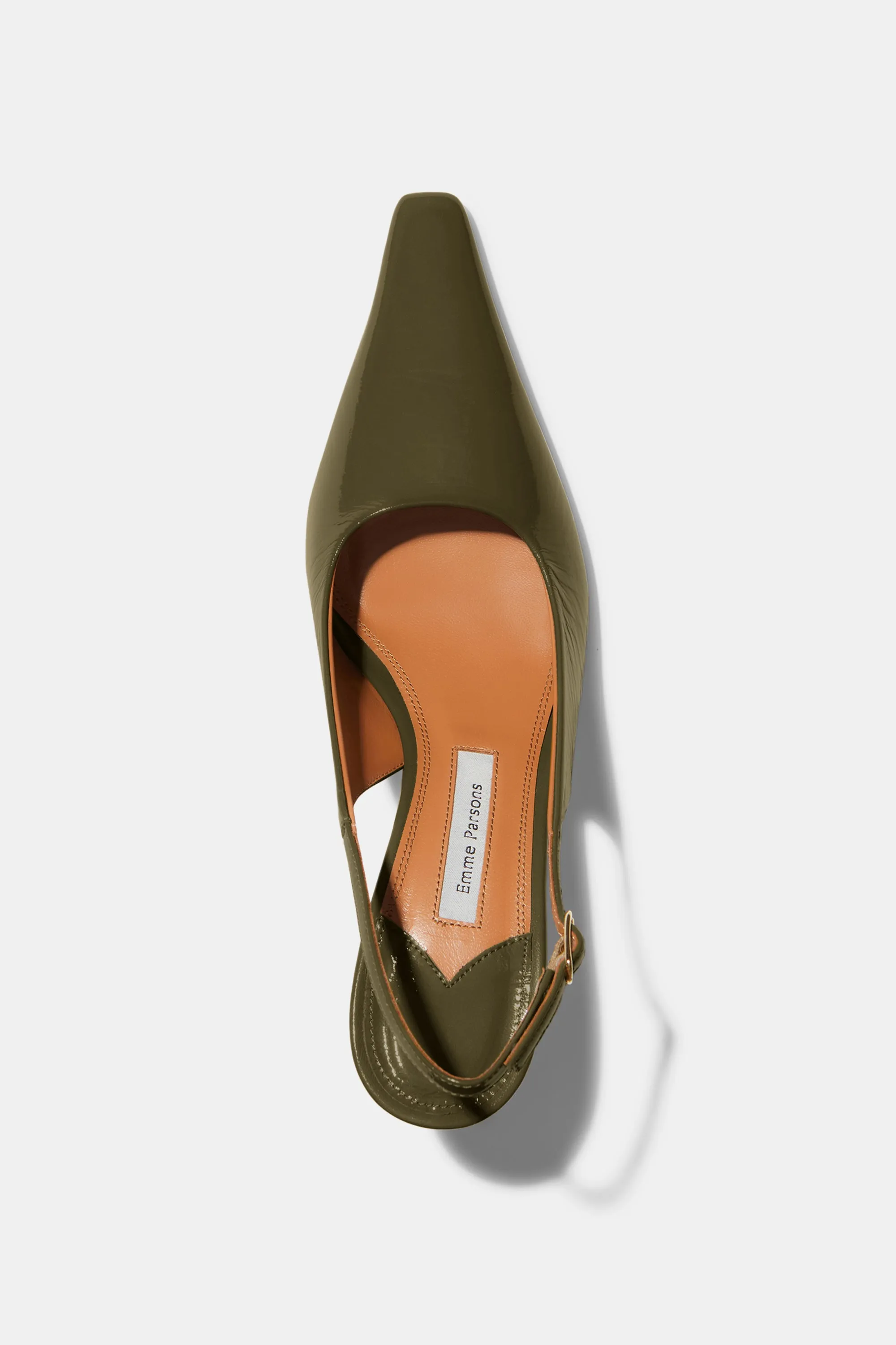 Elana Heel in Khaki Patent sold by Emme Parsons product image thumbnail 3