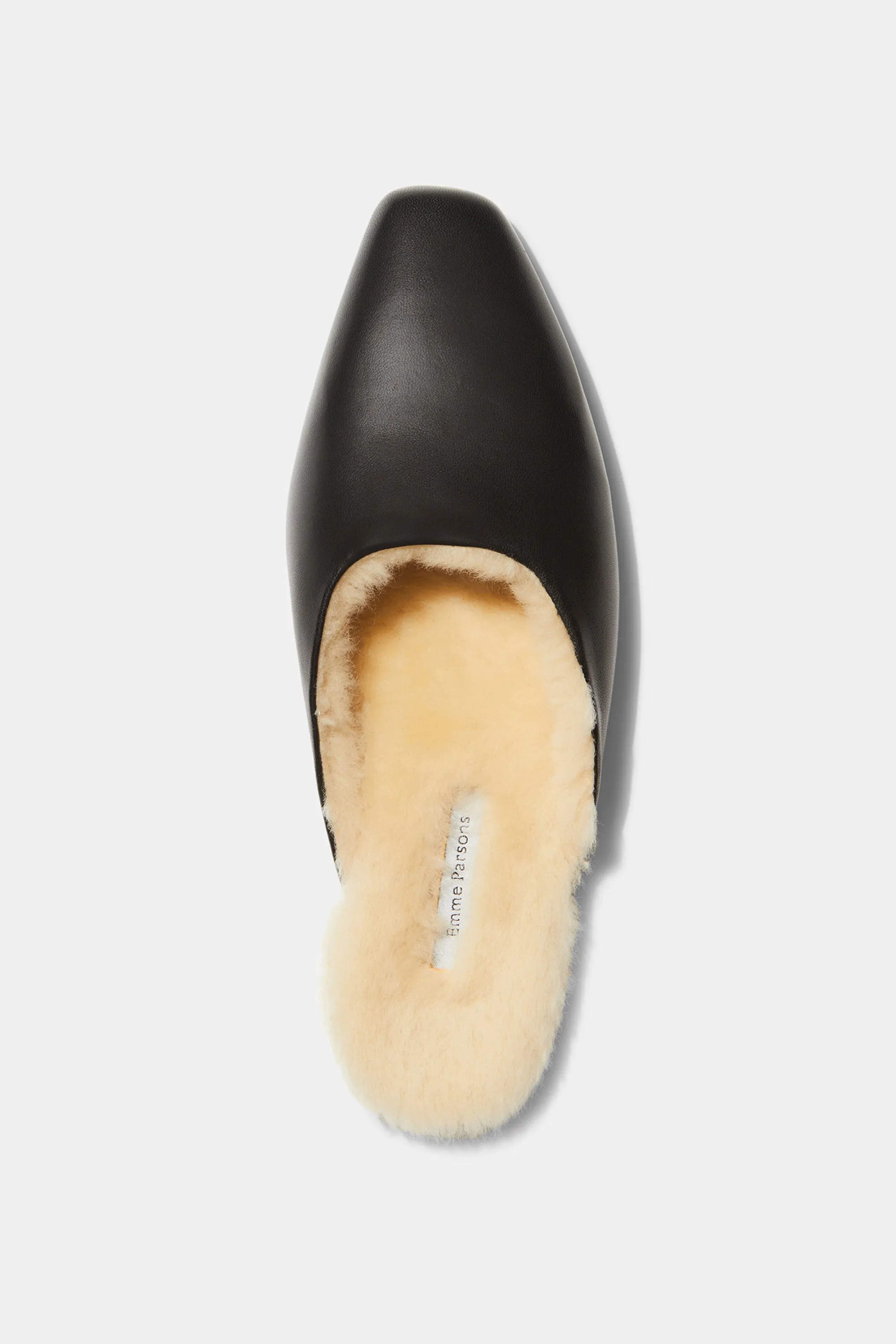 Flat Mule in Black Shearling Nappa sold by Emme Parsons product image thumbnail 3