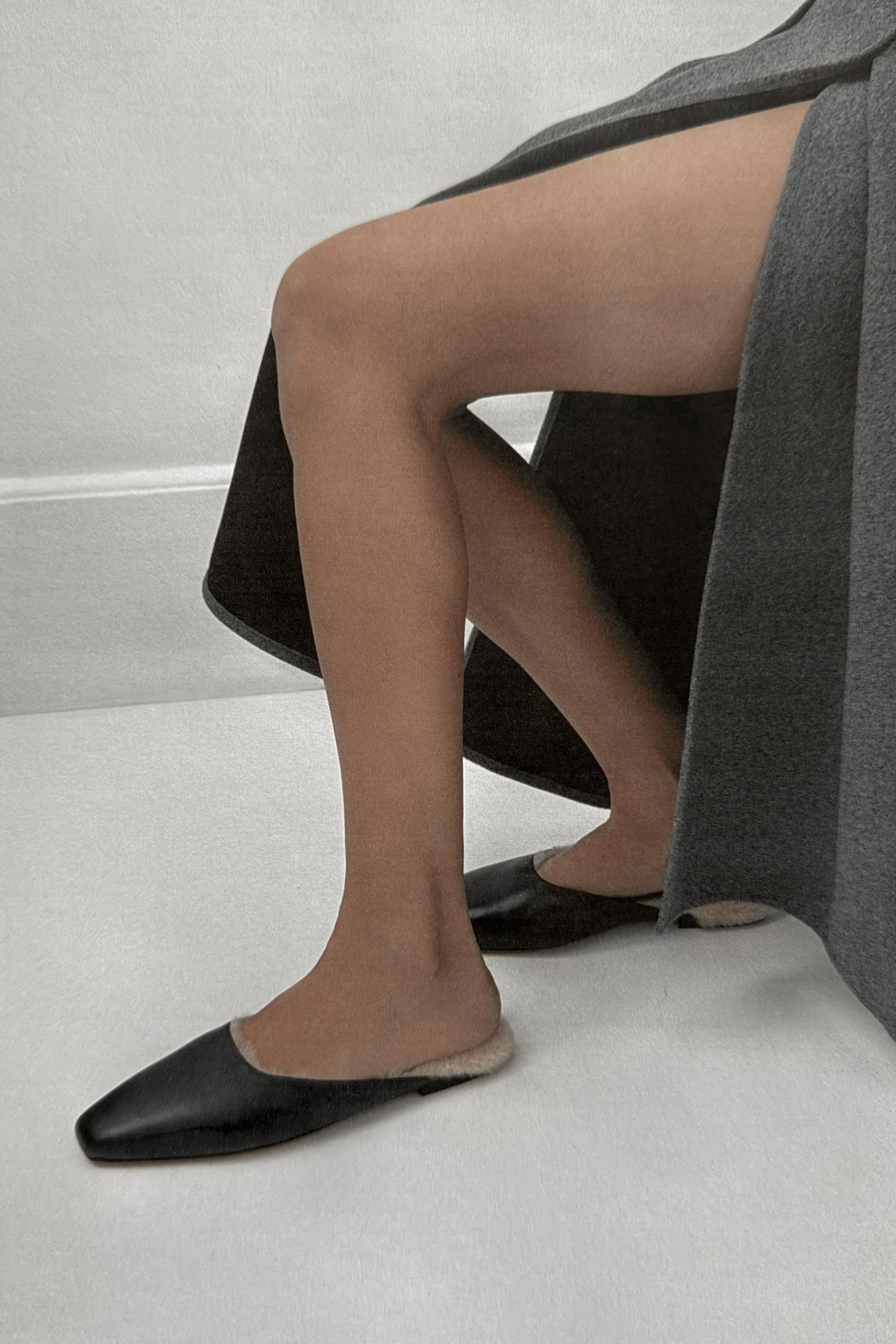 Flat Mule in Black Shearling Nappa sold by Emme Parsons product image thumbnail 2