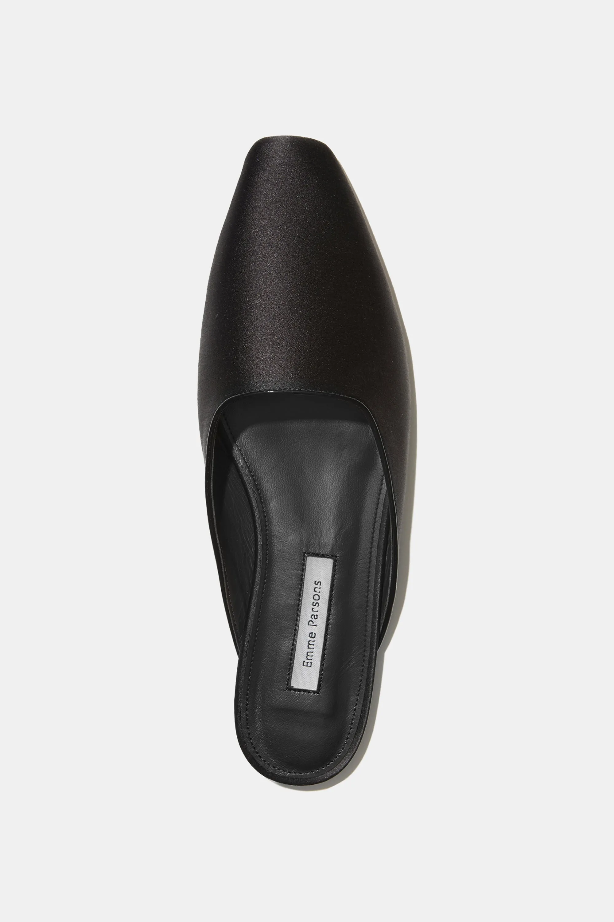 Flat Mule in Black Satin — ARCHIVE SAMPLE; FINAL SALE sold by Emme Parsons product image thumbnail 2