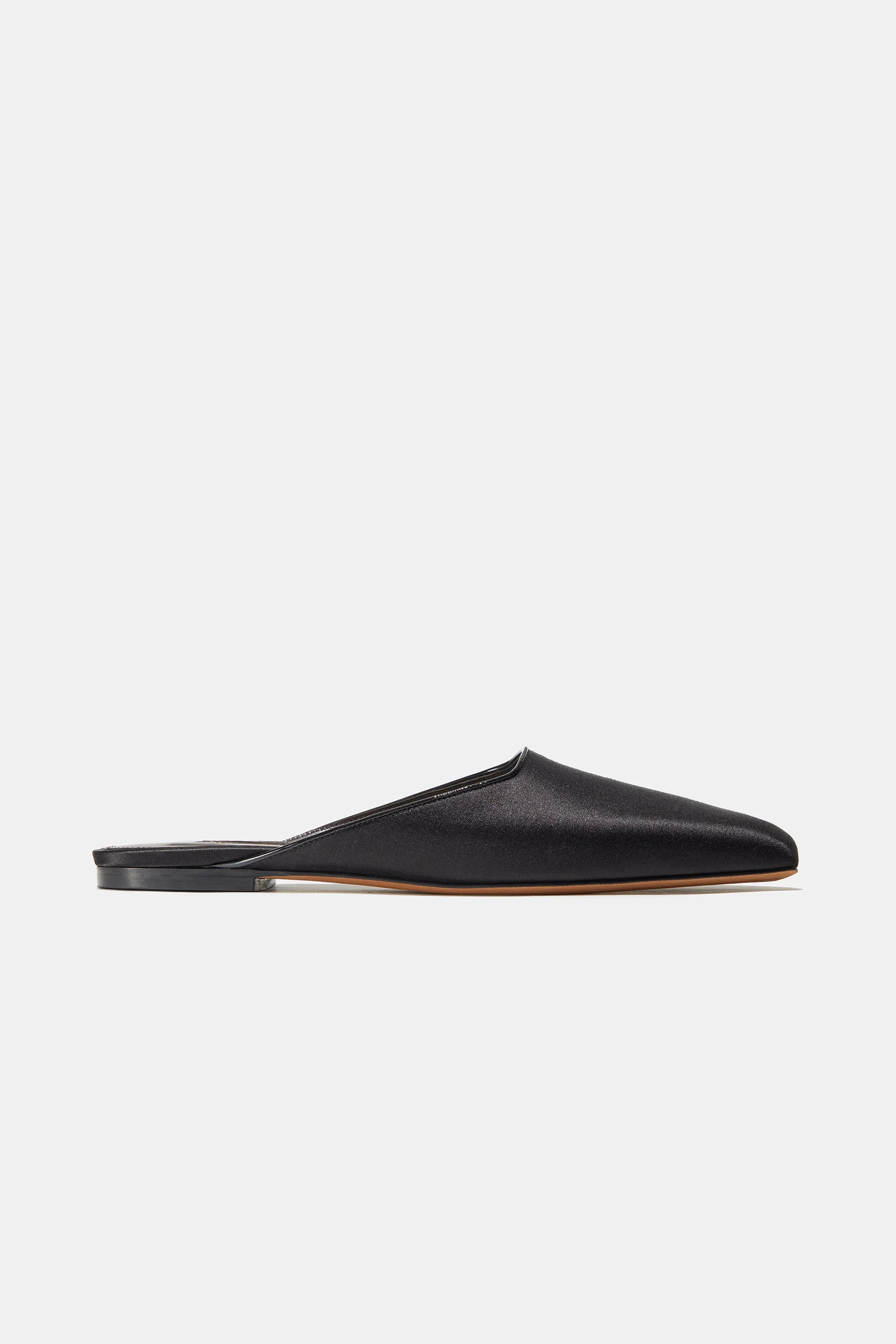 Flat Mule in Black Satin — ARCHIVE SAMPLE; FINAL SALE sold by Emme Parsons