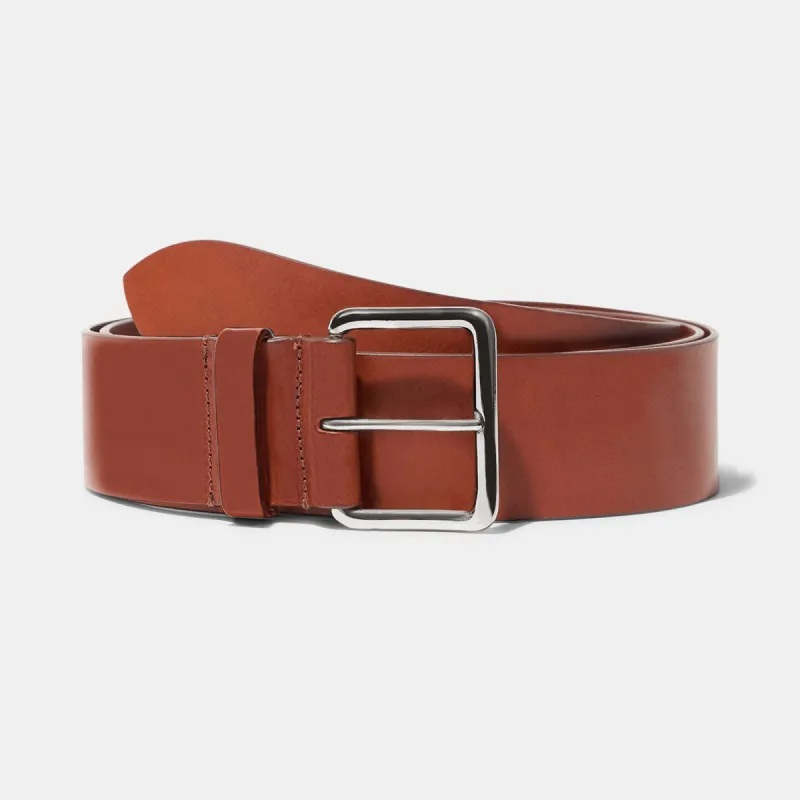 Largo Belt in Chestnut with Silver Buckle — Exclusive sold by Emme Parsons