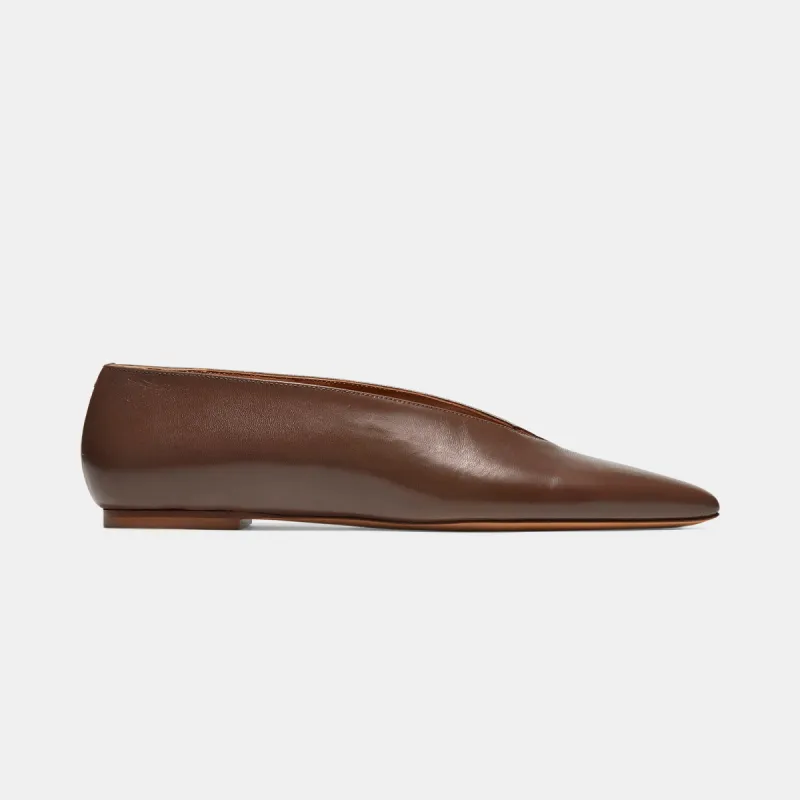 Pointy Flat in Chocolate Nappa sold by Emme Parsons