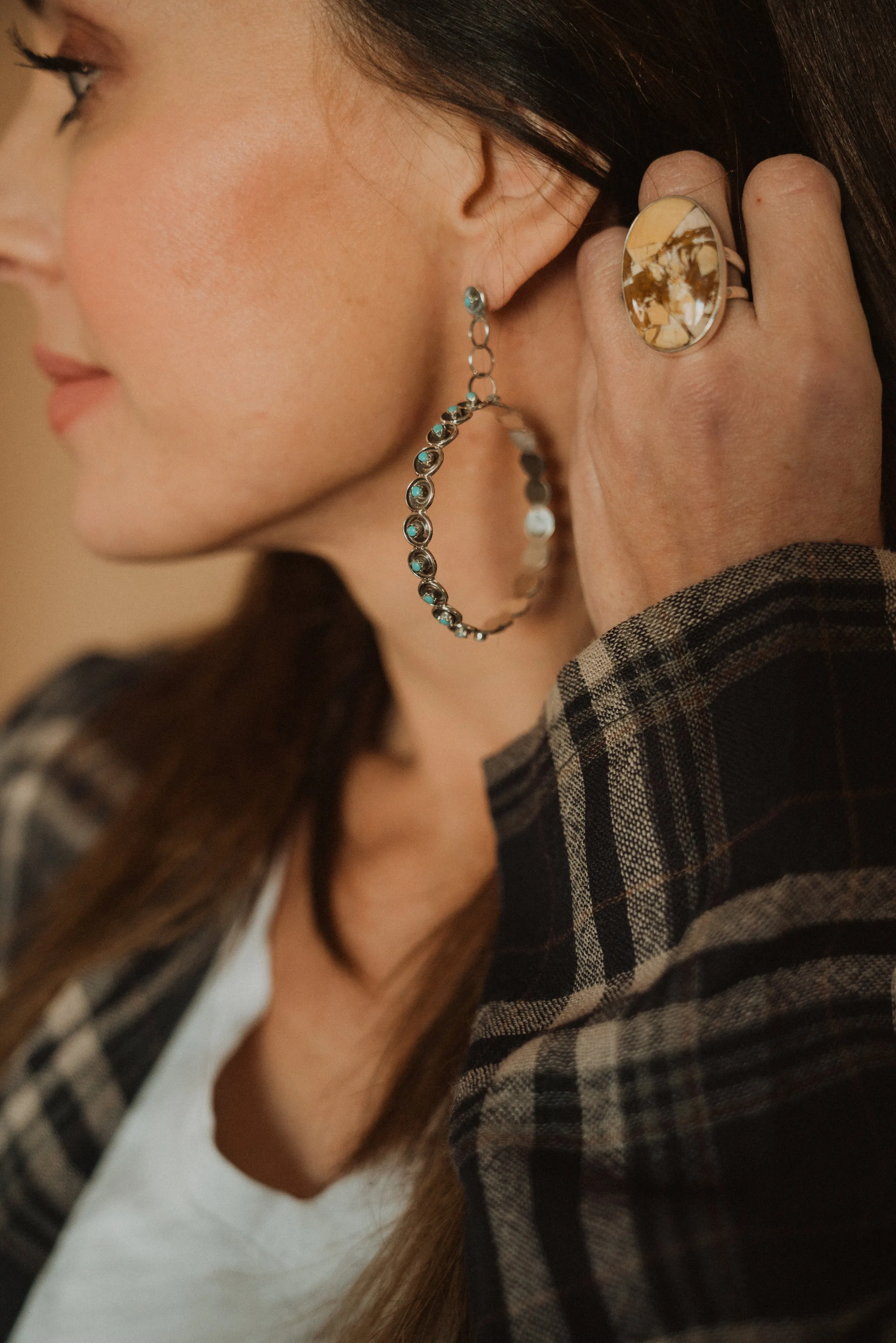 Sully Hoop | Dangle | Turquoise sold by Goldie Lew product image thumbnail 2