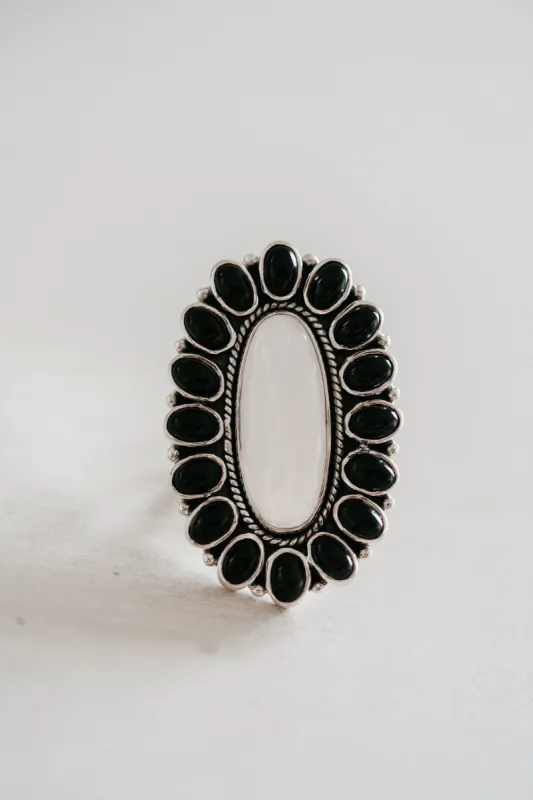 Grand Ole Opry Ring | Scolecite + Black Onyx sold by Goldie Lew