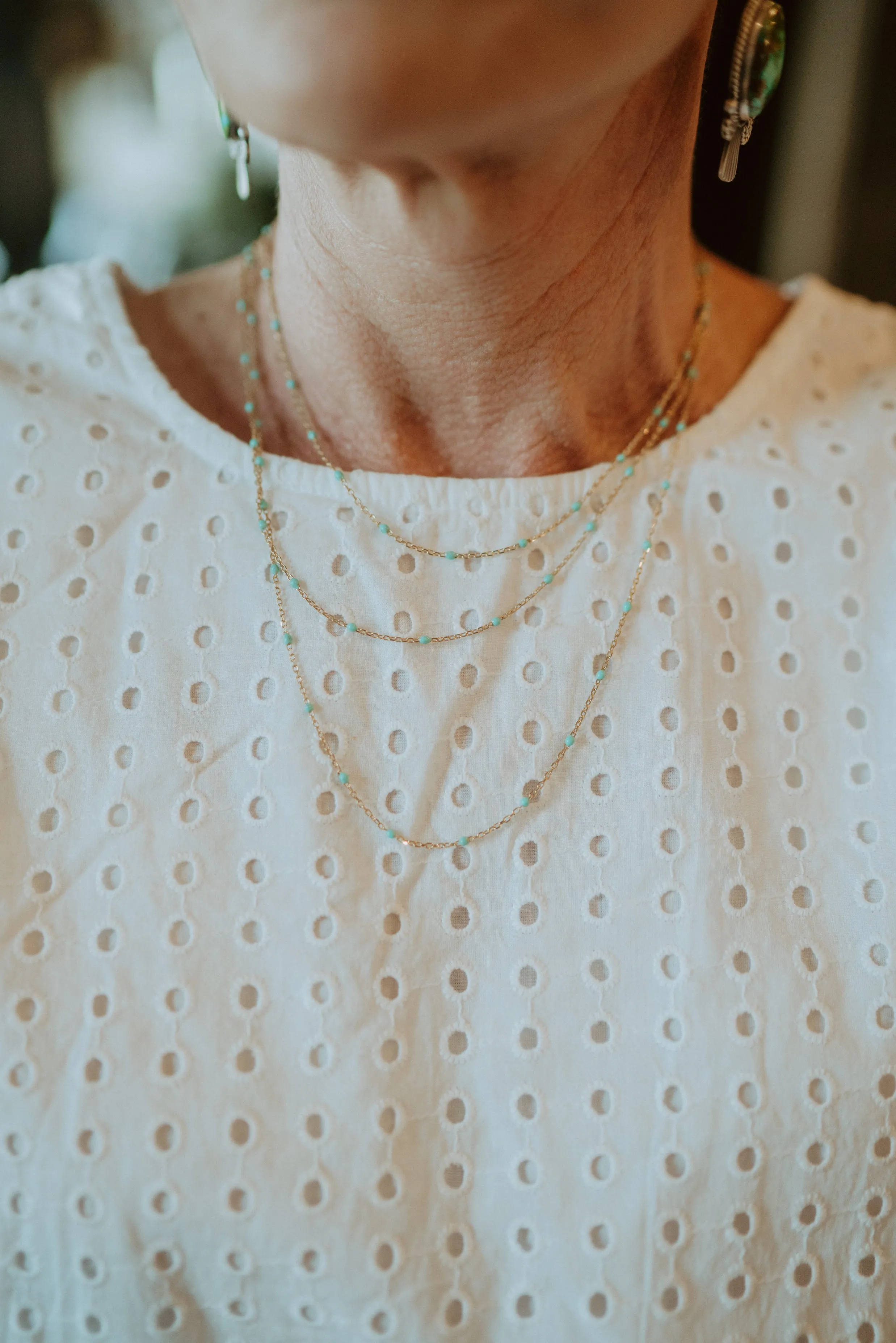 Triple Strand Maria Necklace | Turquoise sold by Goldie Lew product image thumbnail 2