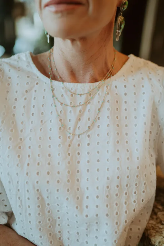 Triple Strand Maria Necklace | Turquoise sold by Goldie Lew