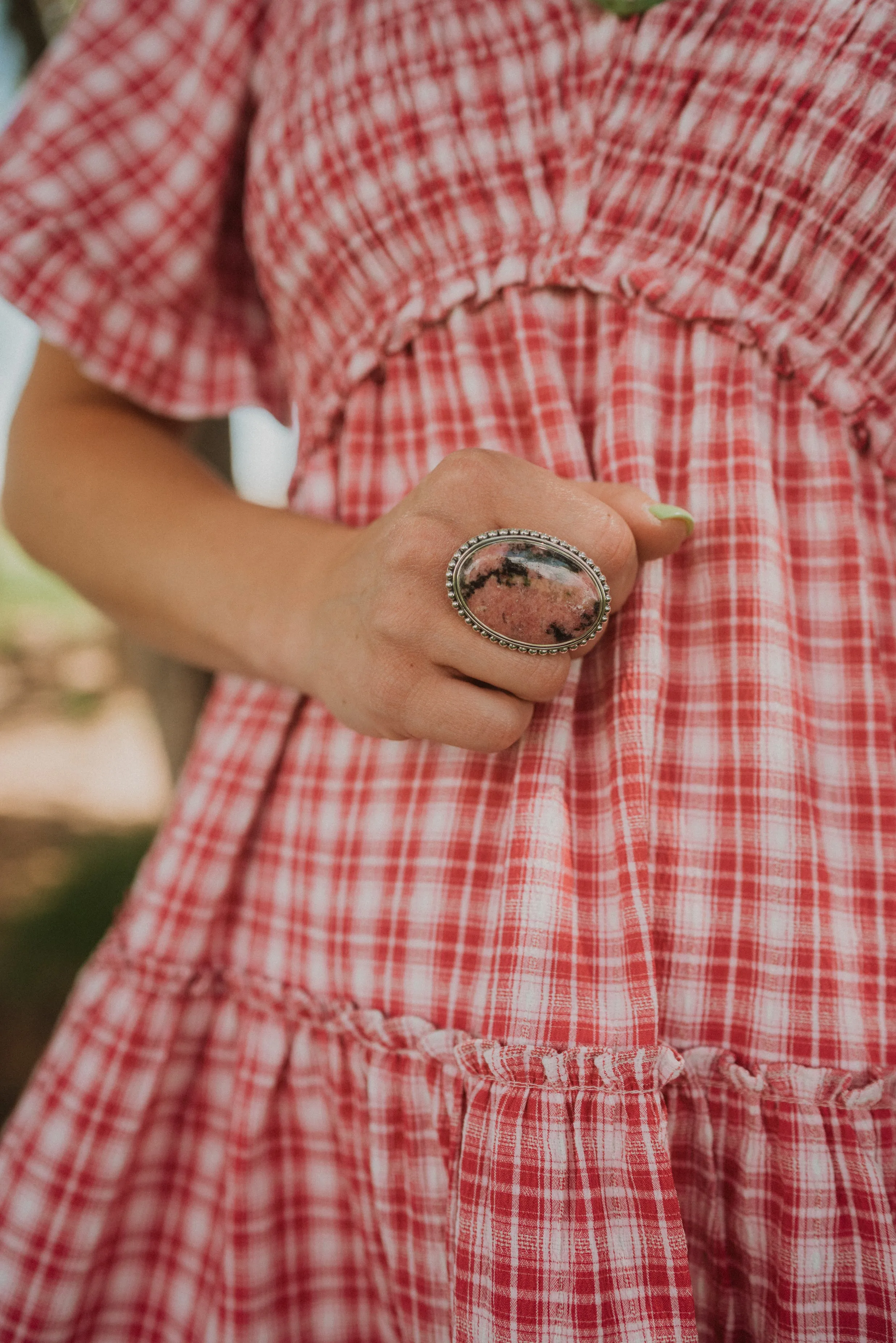 Betsy Ring | Pink Rhodonite sold by Goldie Lew product image thumbnail 2