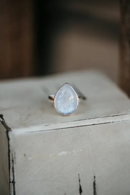 Mika Ring | Rainbow Moonstone sold by Goldie Lew