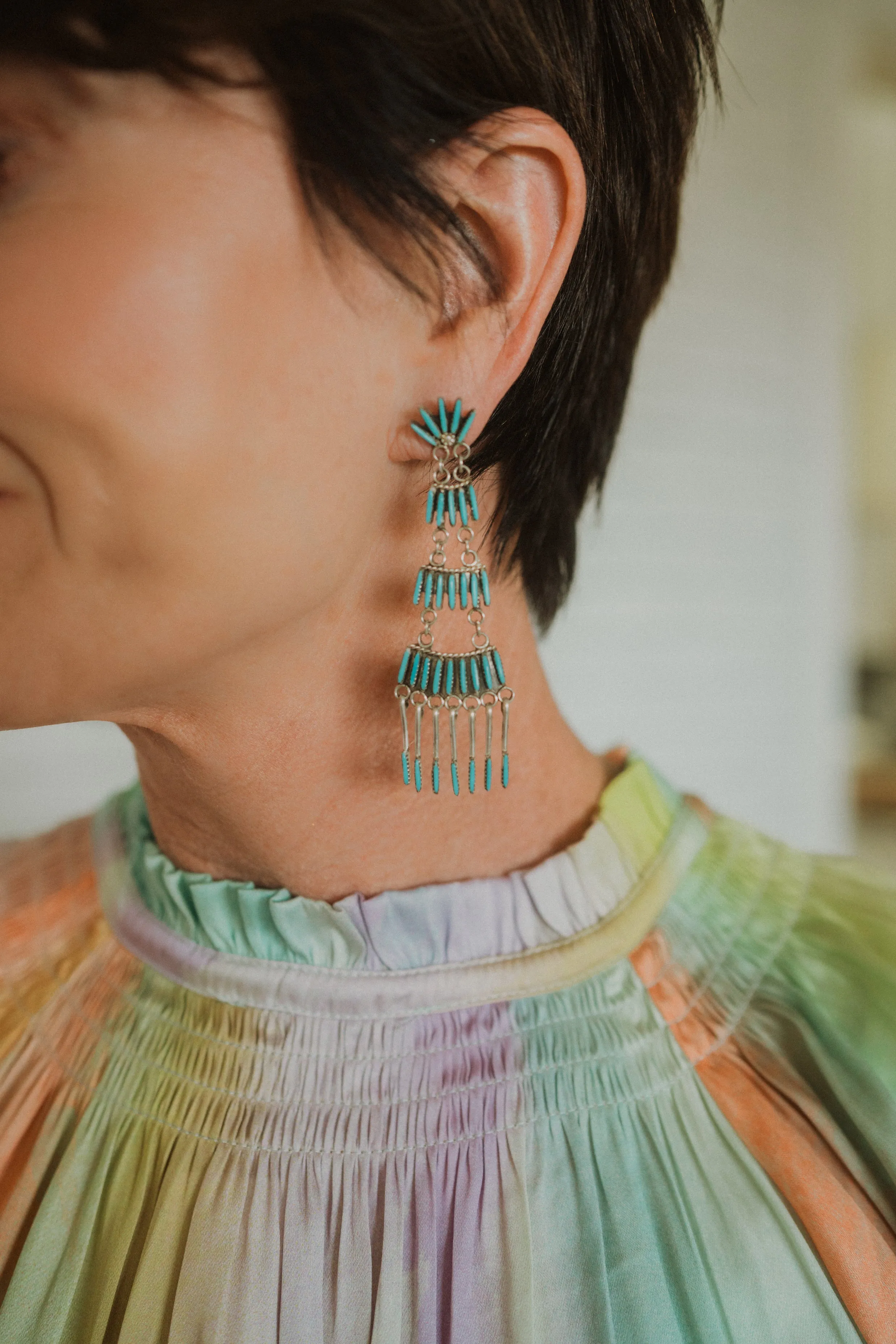 Deidra Earrings | Turquoise sold by Goldie Lew