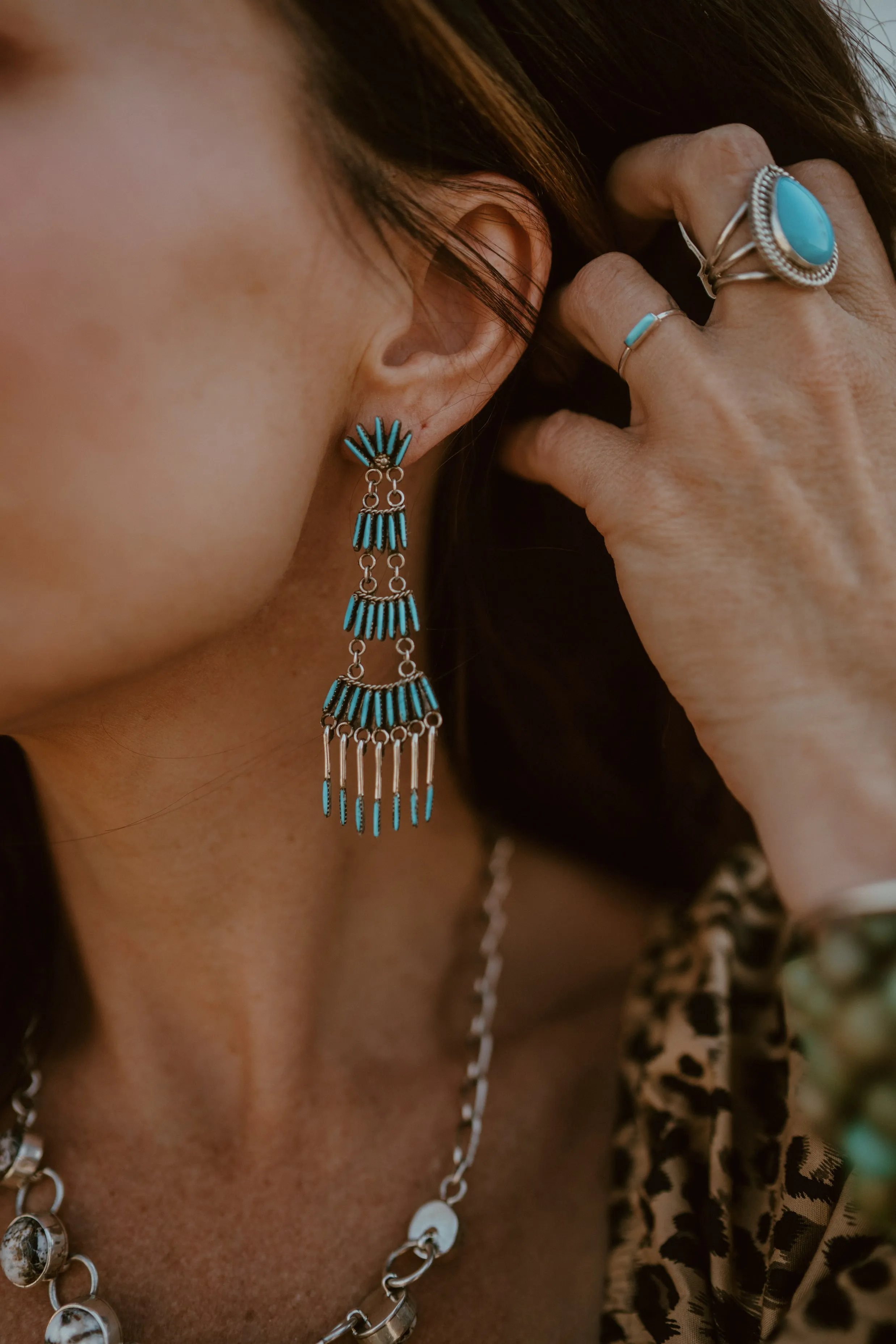 Deidra Earrings | Turquoise sold by Goldie Lew product image thumbnail 3