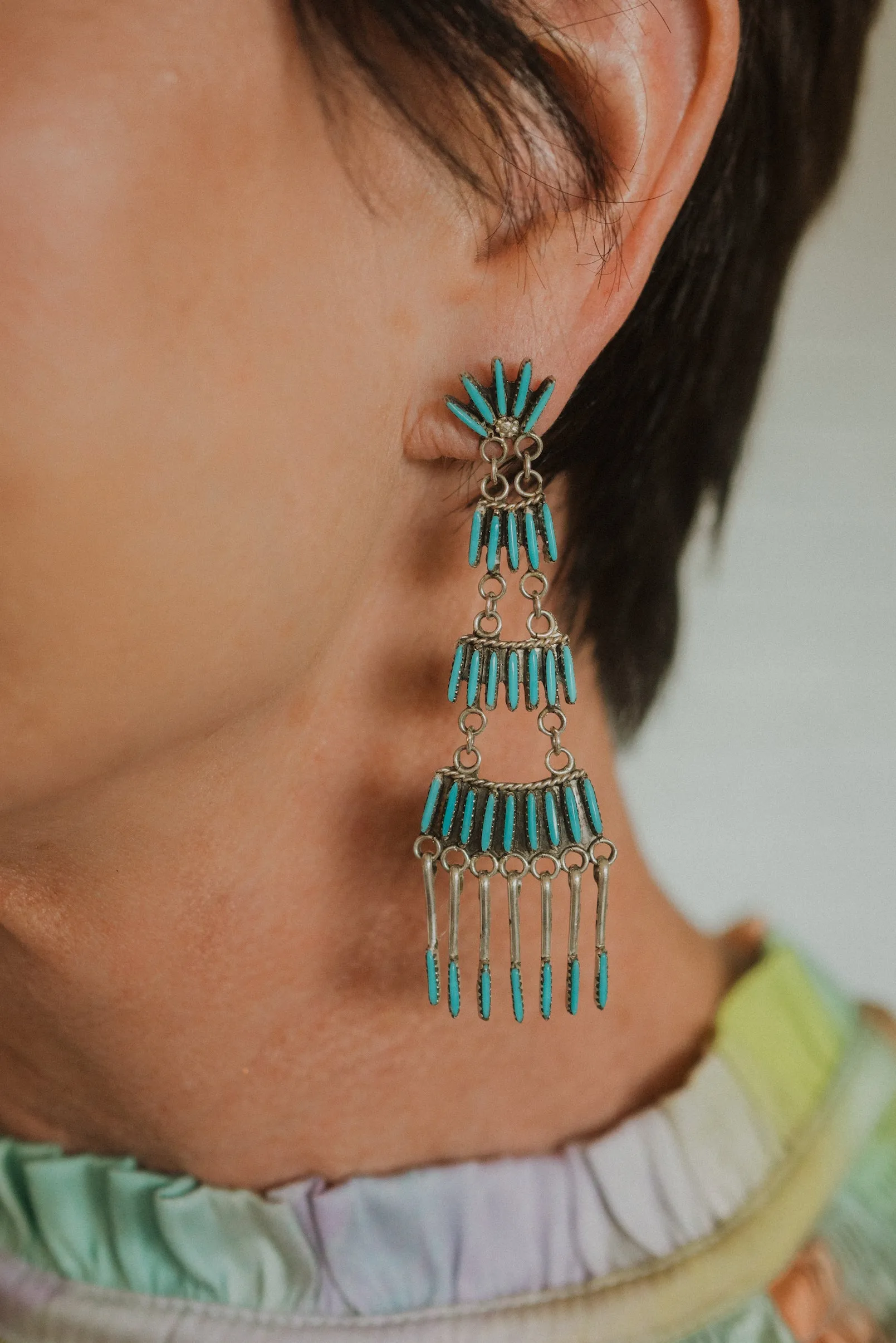Deidra Earrings | Turquoise sold by Goldie Lew product image thumbnail 4