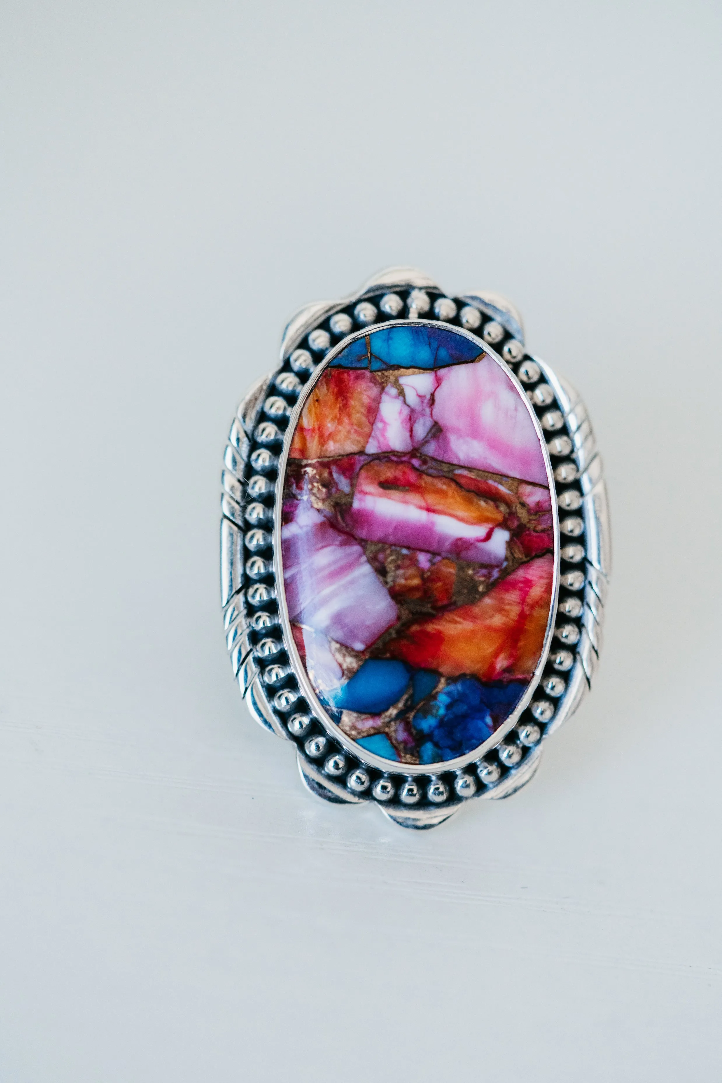 Bristol Ring | Pink Spiny Turquoise sold by Goldie Lew