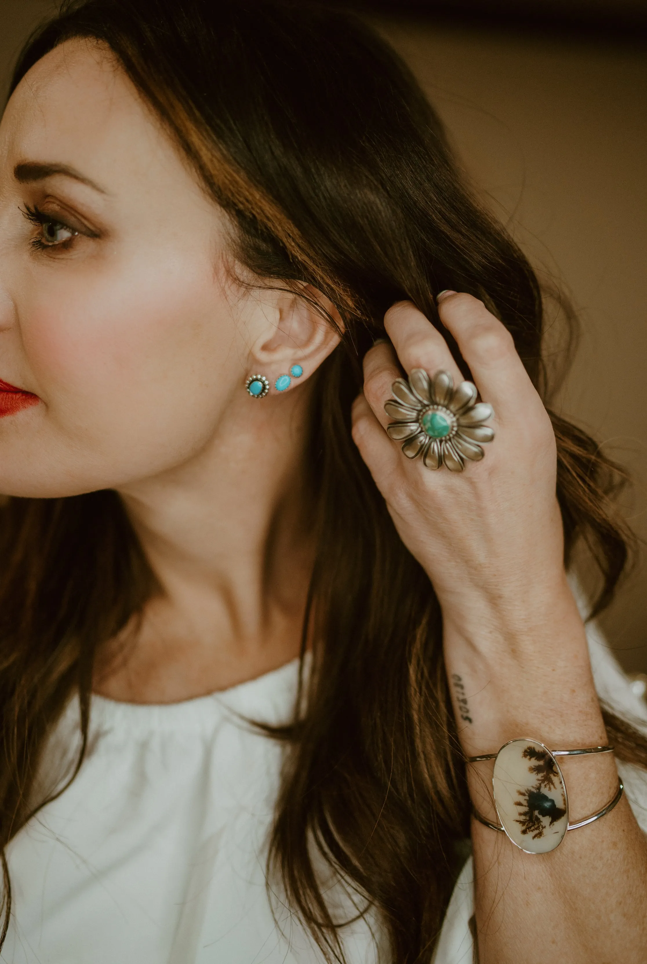 Bianca Studs | Turquoise sold by Goldie Lew product image thumbnail 4