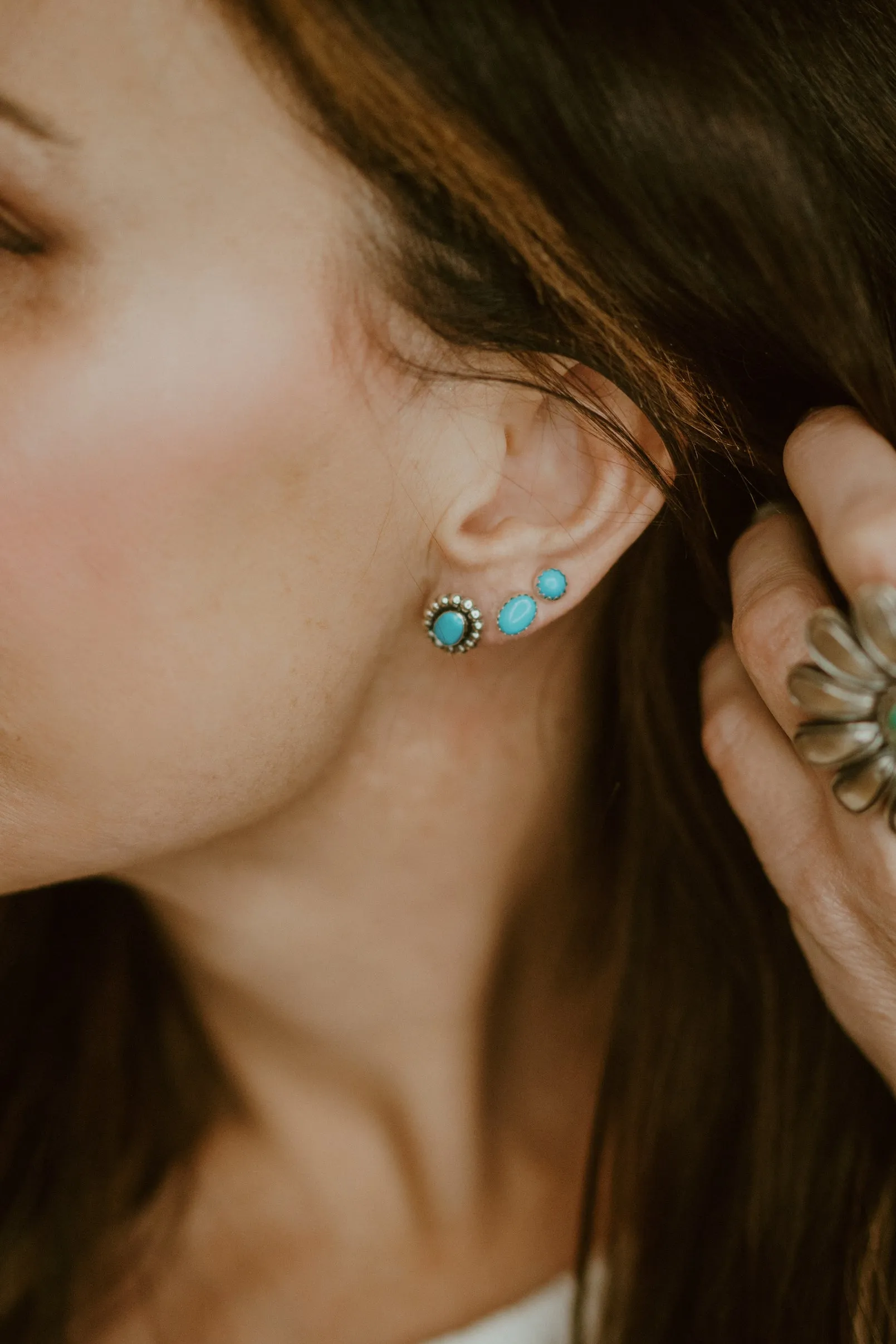 Bianca Studs | Turquoise sold by Goldie Lew product image thumbnail 3