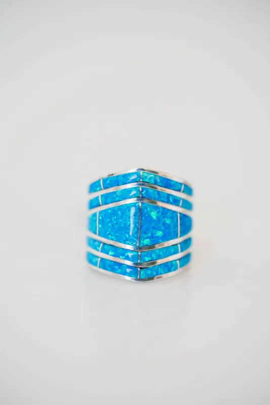 Double Bar Shield Ring | Blue Opal sold by Goldie Lew