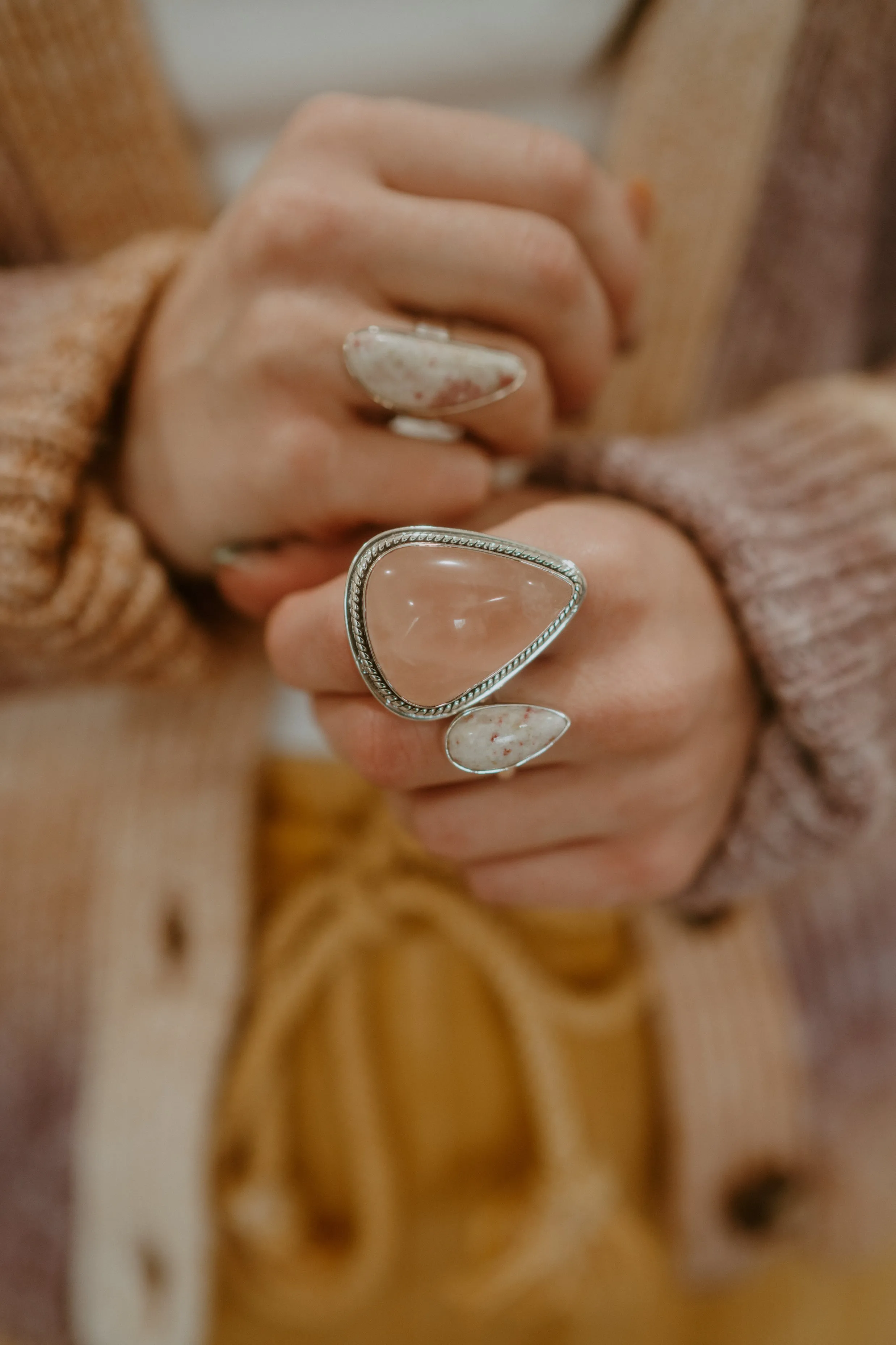 Teagan Ring | Rose Quartz sold by Goldie Lew product image thumbnail 3
