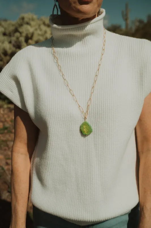Hola Necklace | Green Agate sold by Goldie Lew