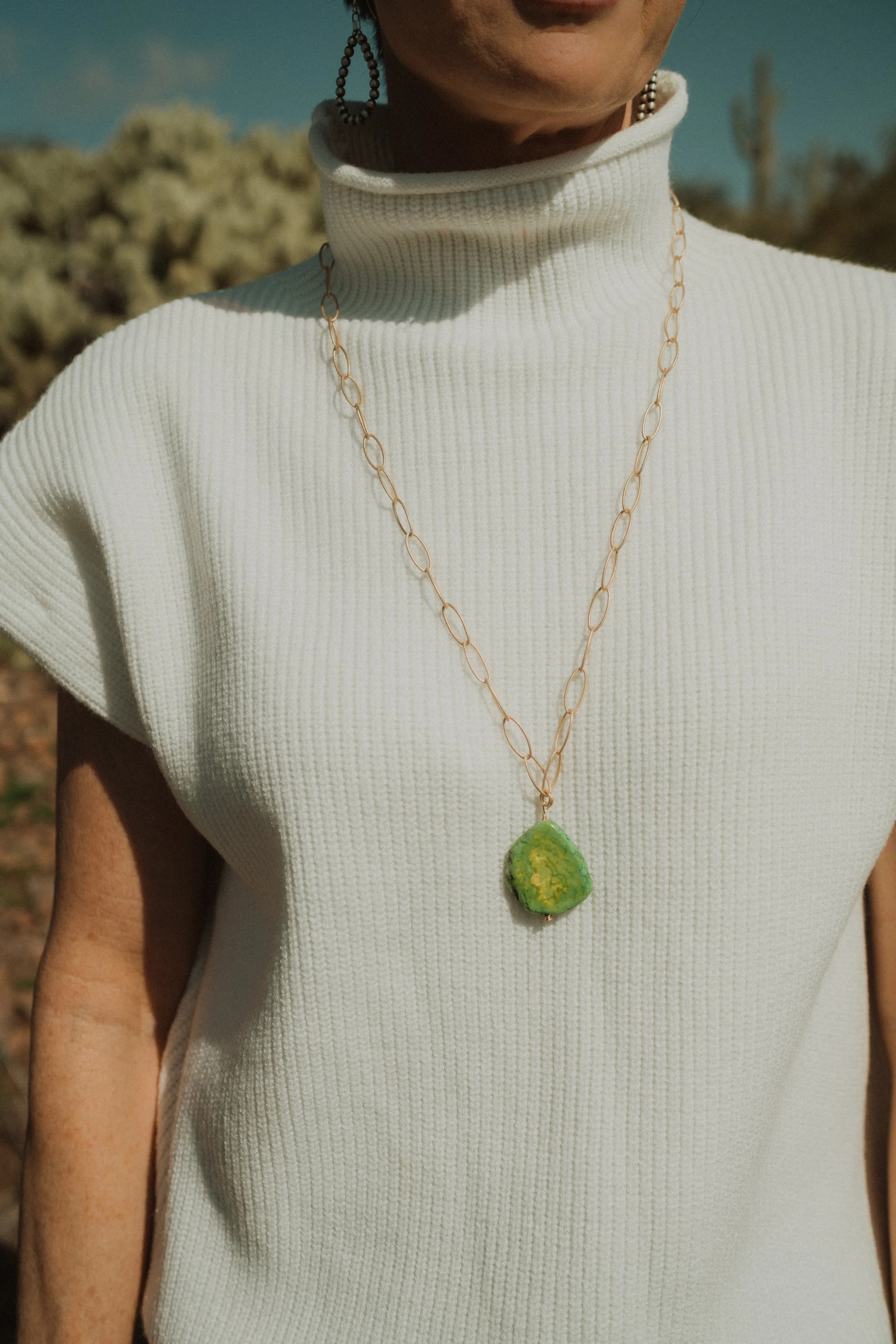 Hola Necklace | Green Agate sold by Goldie Lew product image thumbnail 2