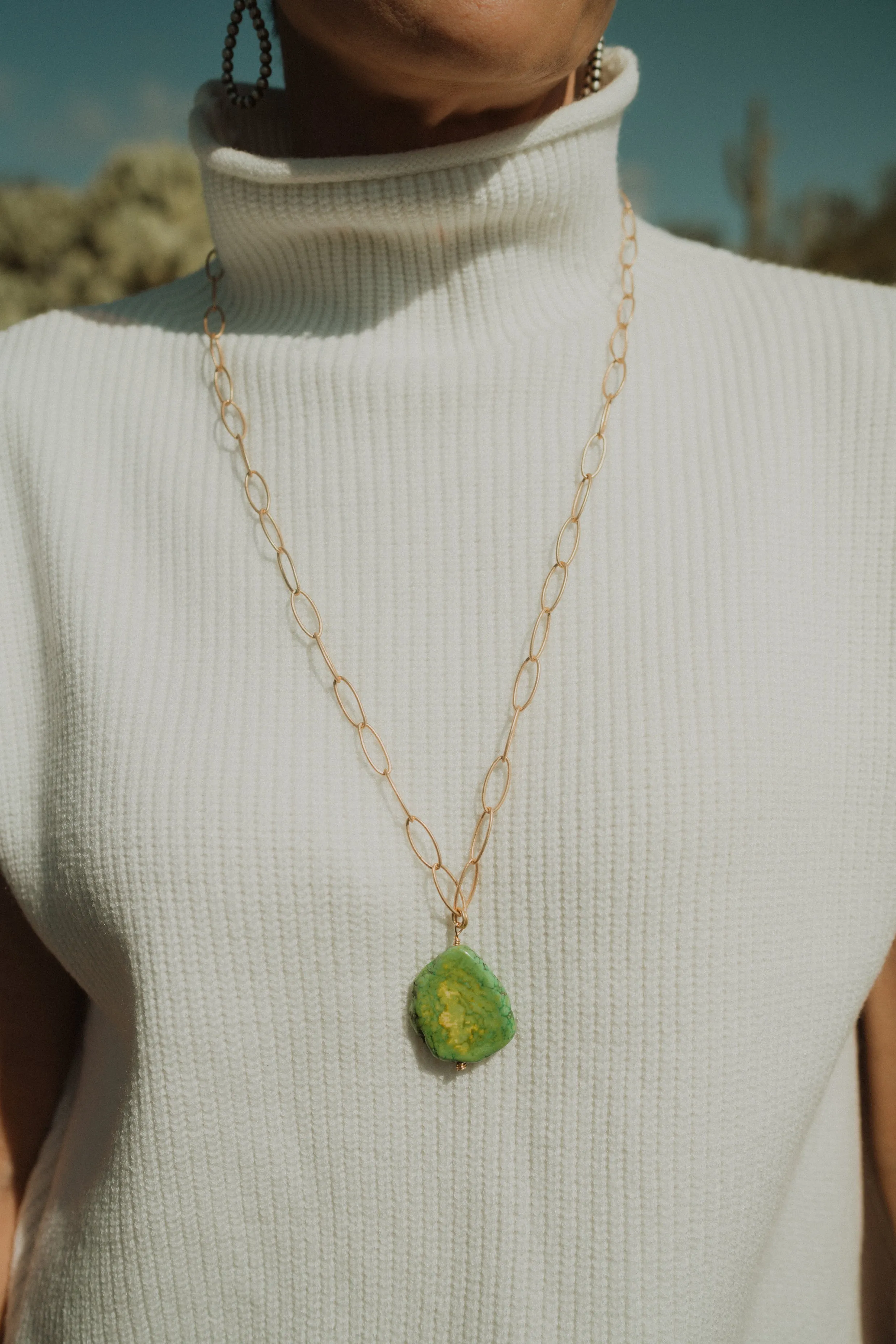 Hola Necklace | Green Agate sold by Goldie Lew product image thumbnail 3