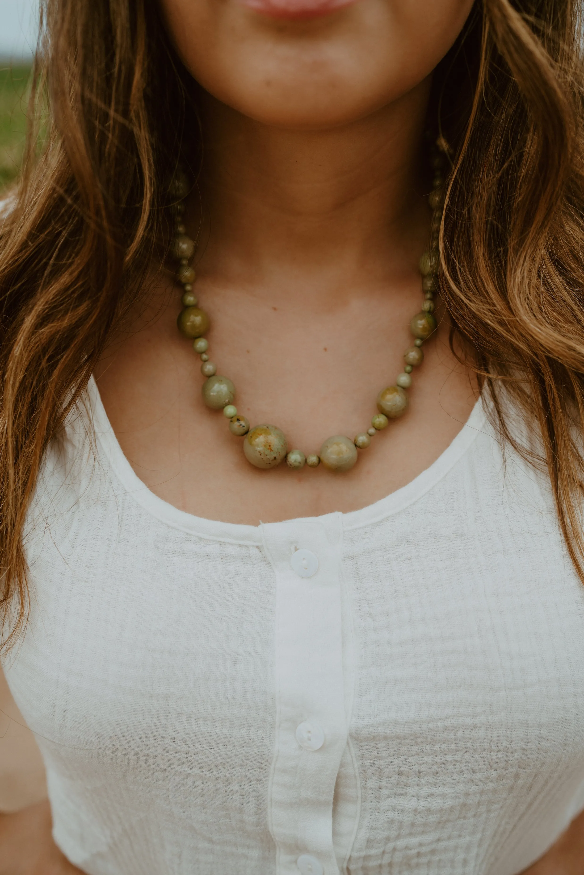 Vivian Necklace | Green & Brown Turquoise sold by Goldie Lew