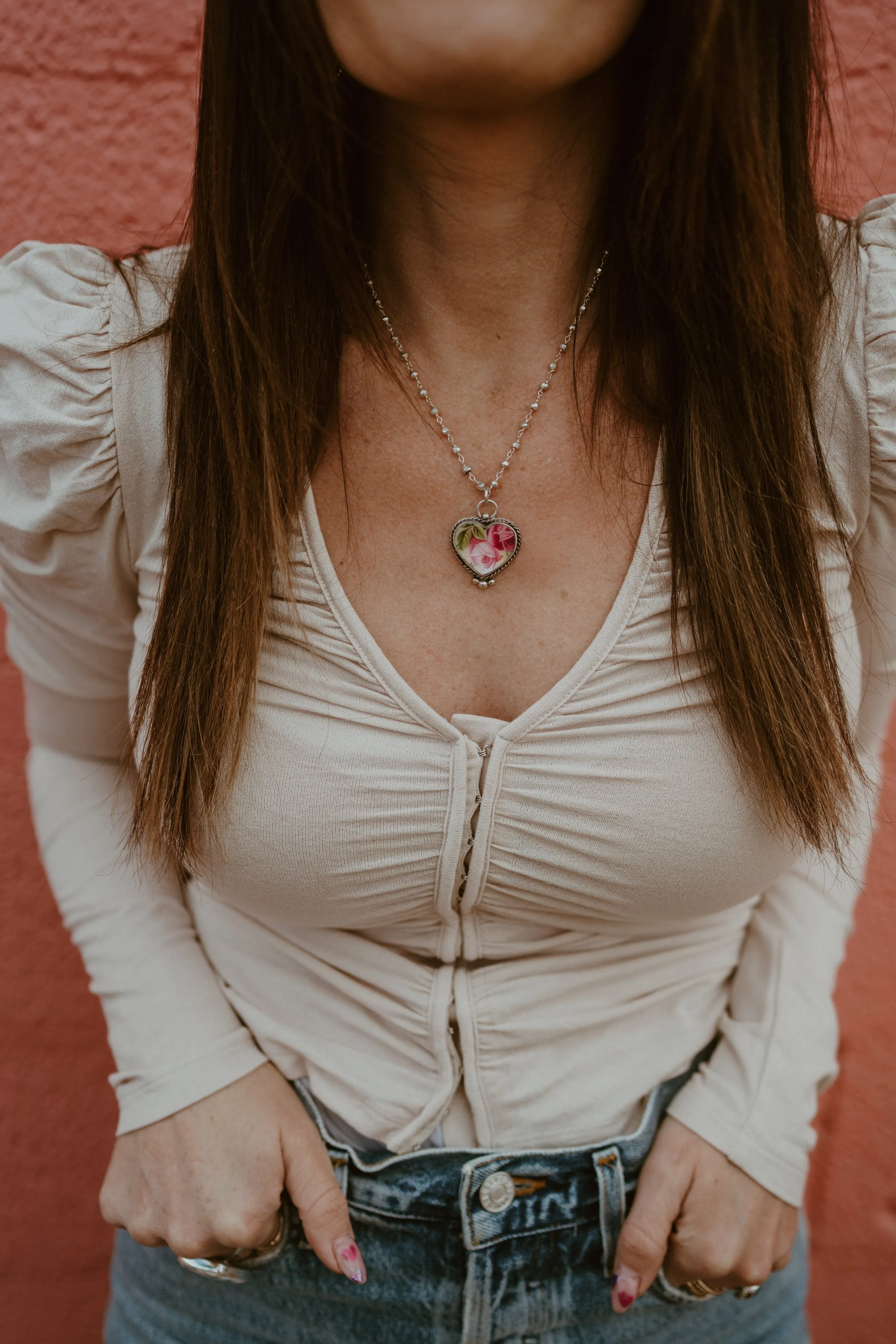 Pink Rose Necklace sold by Goldie Lew