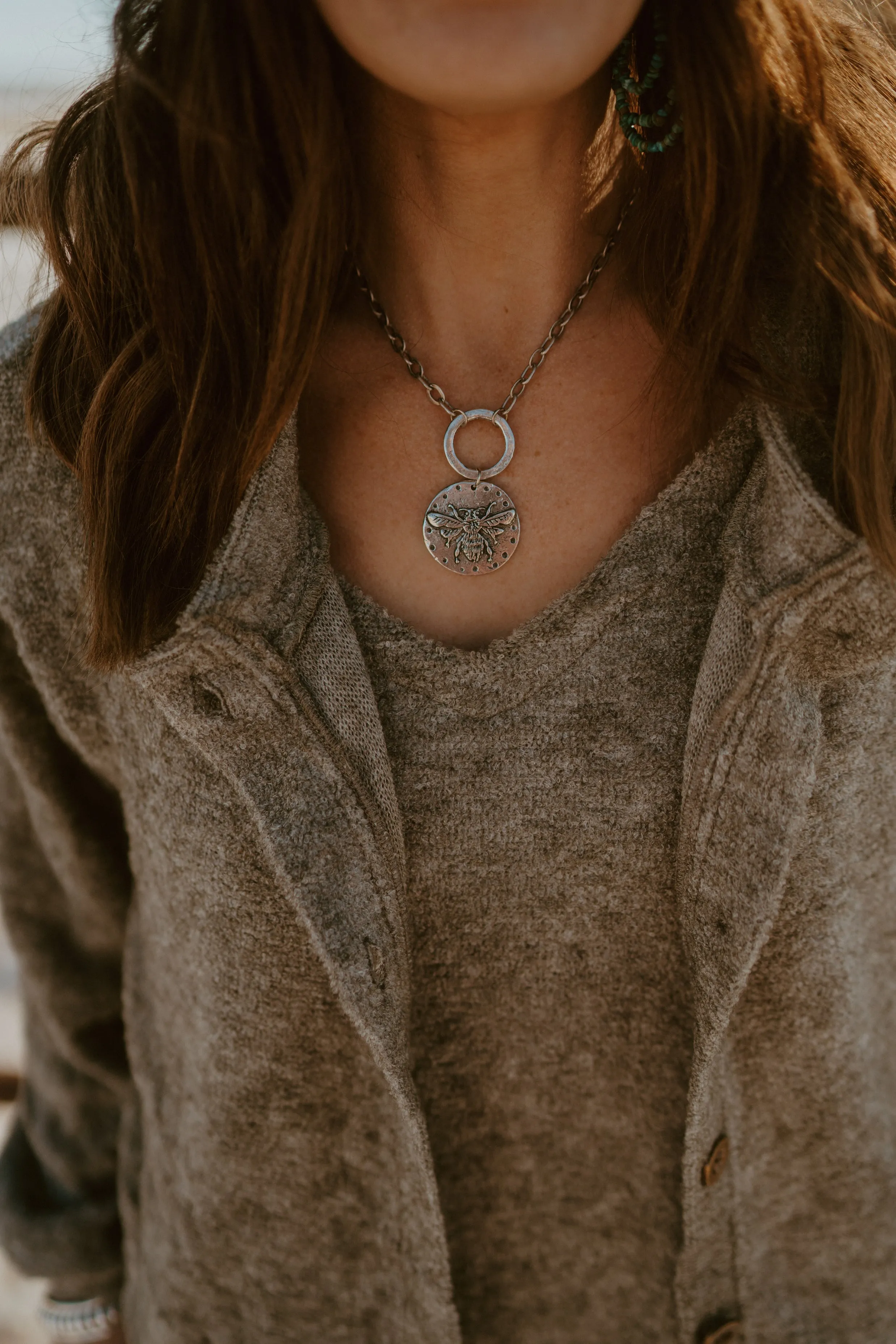 Big Silver Bee Necklace | #2 - FINAL SALE sold by Goldie Lew product image thumbnail 3